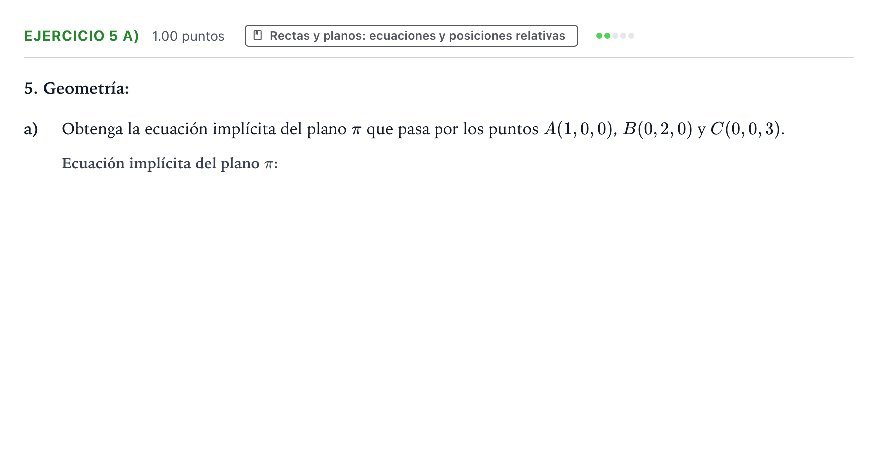Enunciado: Ejercicio 5 a) - Rectas y planos · Matemáticas II PAU Galicia Ordinaria 2021