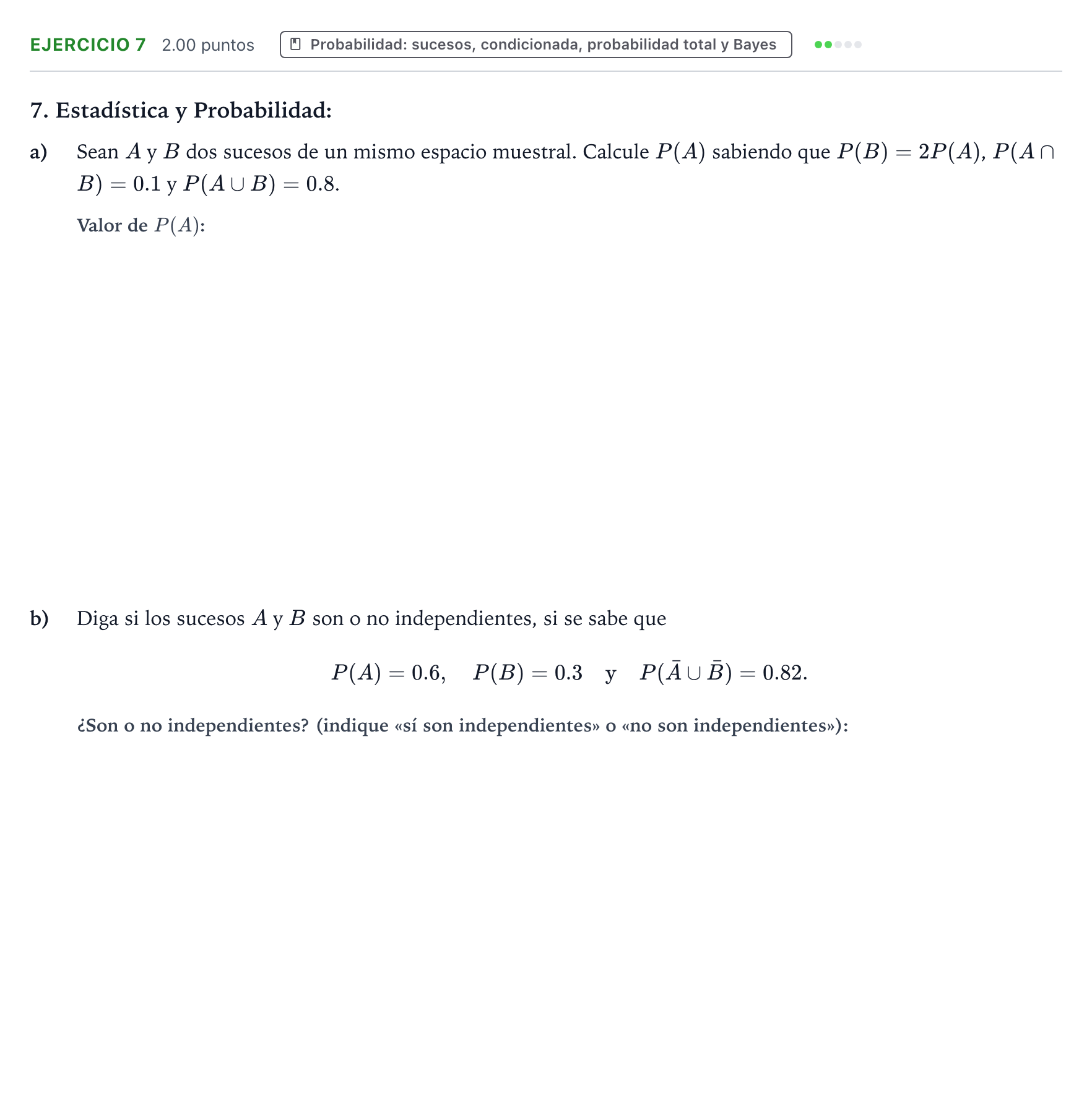 Enunciado: Problema 7 · Matemáticas II PAU Galicia Ordinaria 2021