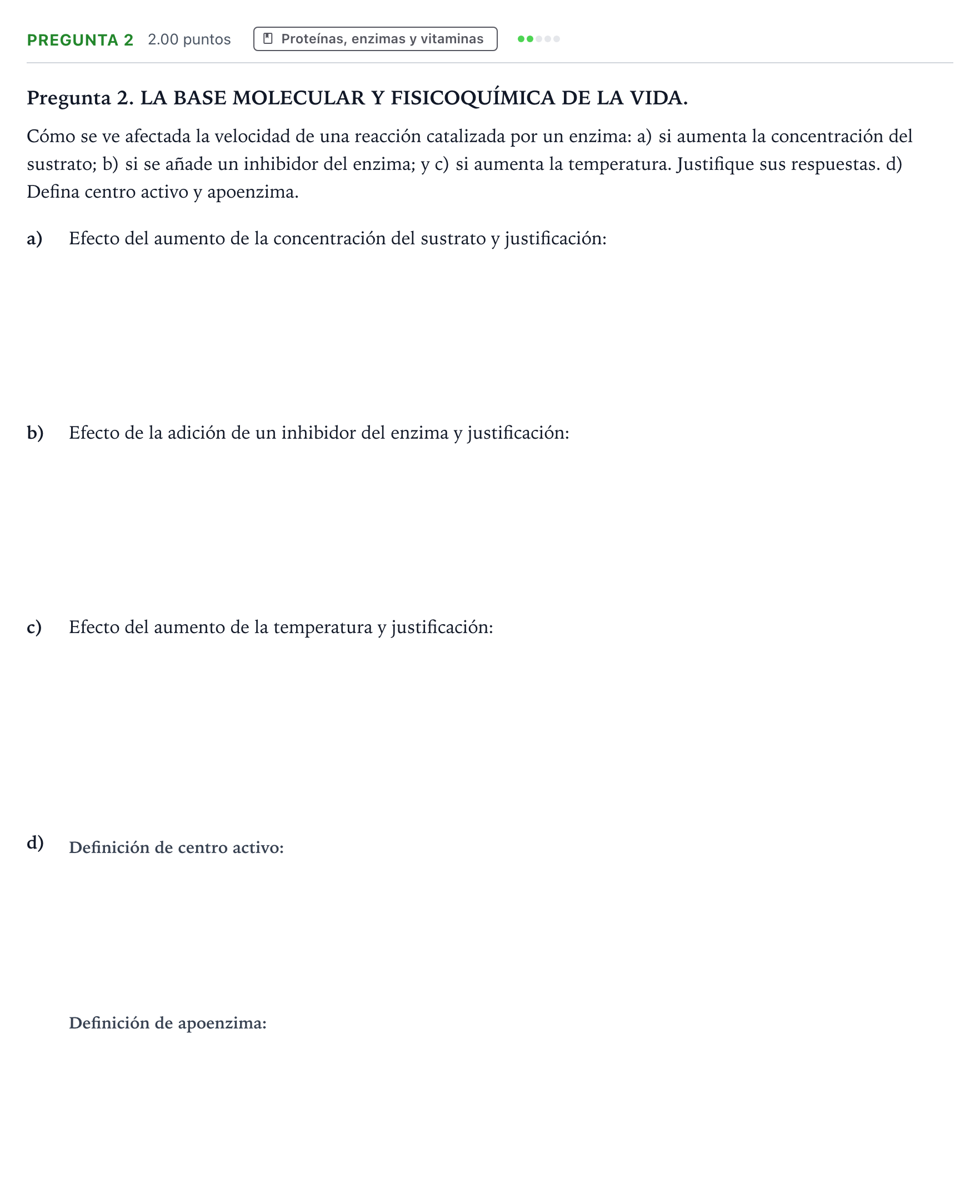 Enunciado: Pregunta 2 · Biología PAU Galicia Ordinaria 2021