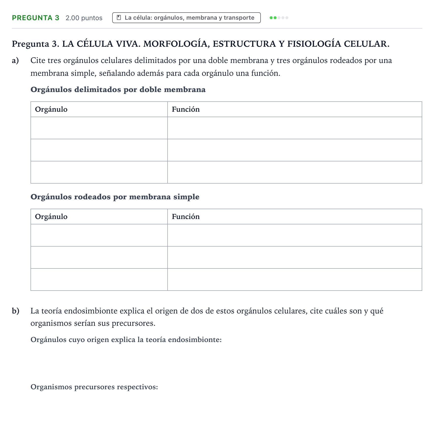 Enunciado: Pregunta 3 · Biología PAU Galicia Ordinaria 2021
