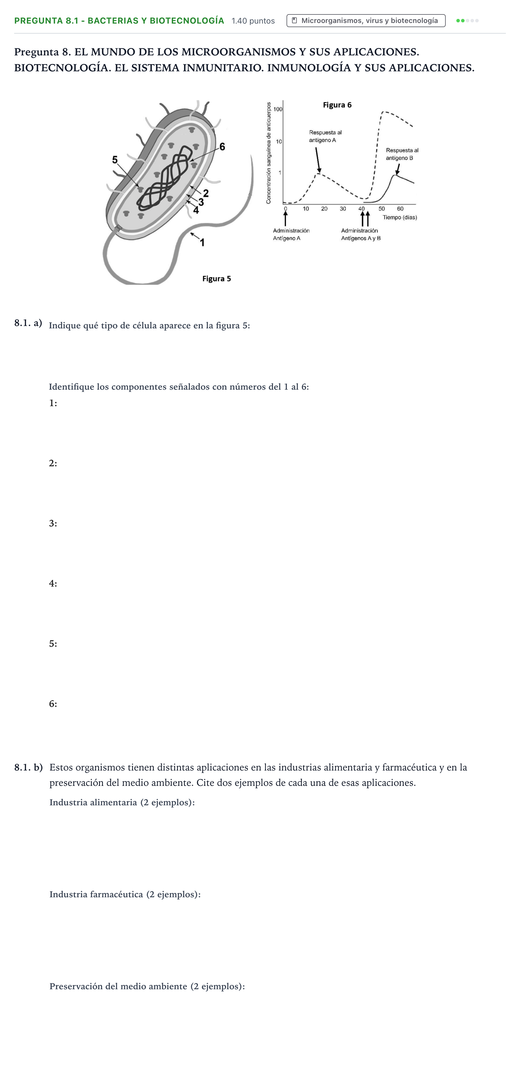 Enunciado: Pregunta 8.1 - Bacterias y biotecnología · Biología PAU Galicia Ordinaria 2021