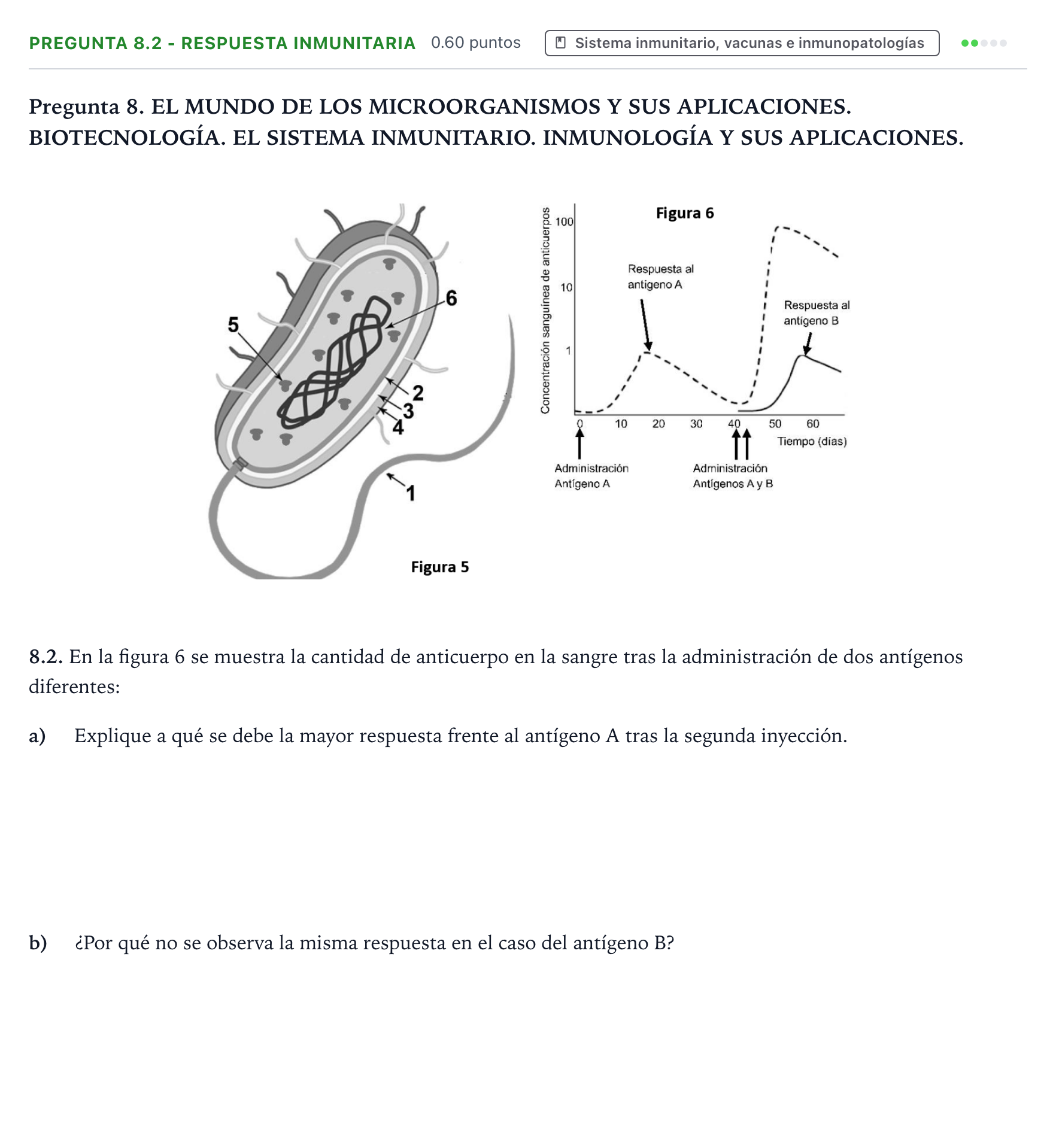 Enunciado: Pregunta 8.2 - Respuesta inmunitaria · Biología PAU Galicia Ordinaria 2021