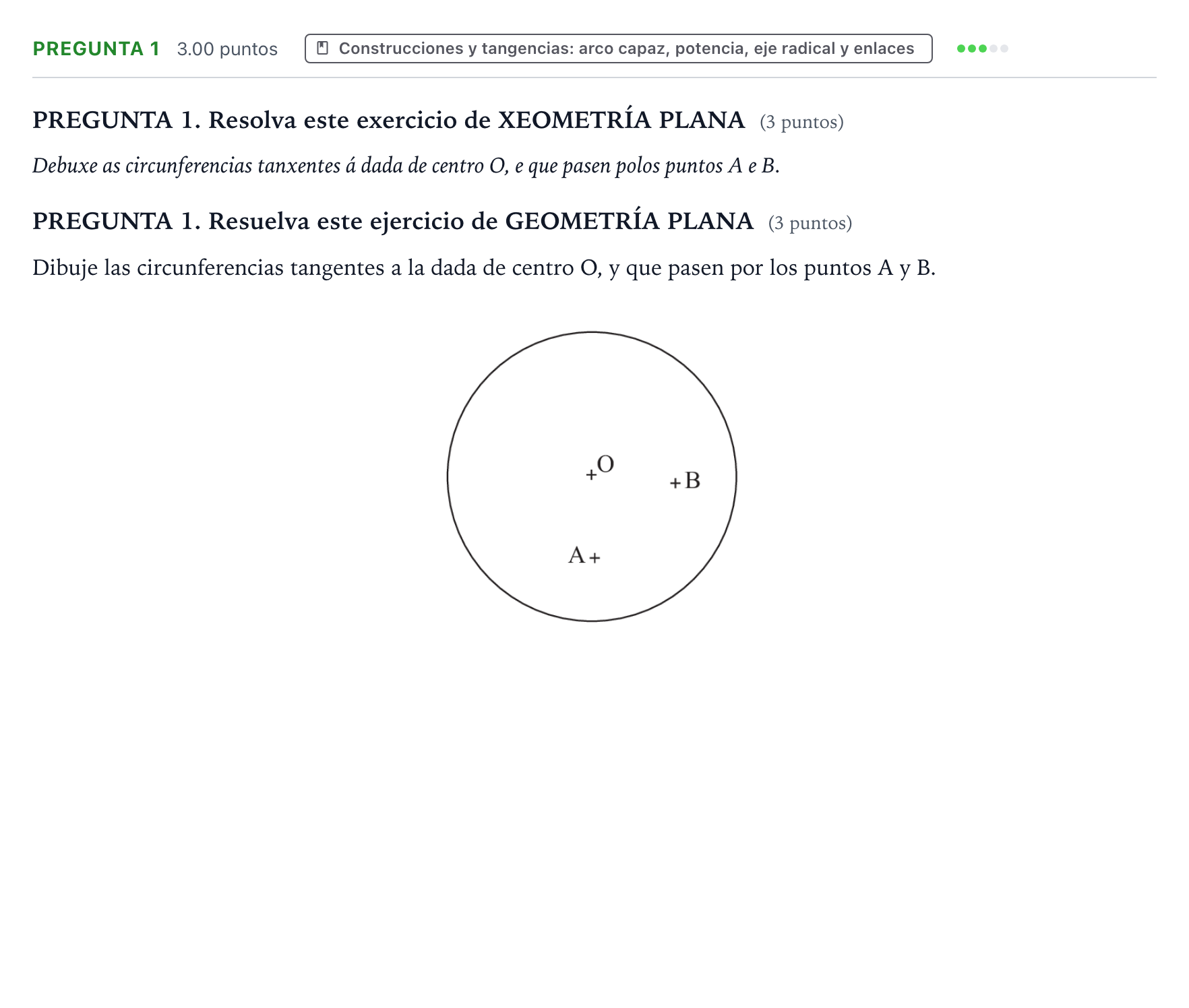 Enunciado: Pregunta 1 · Dibujo técnico II PAU Galicia Ordinaria 2021
