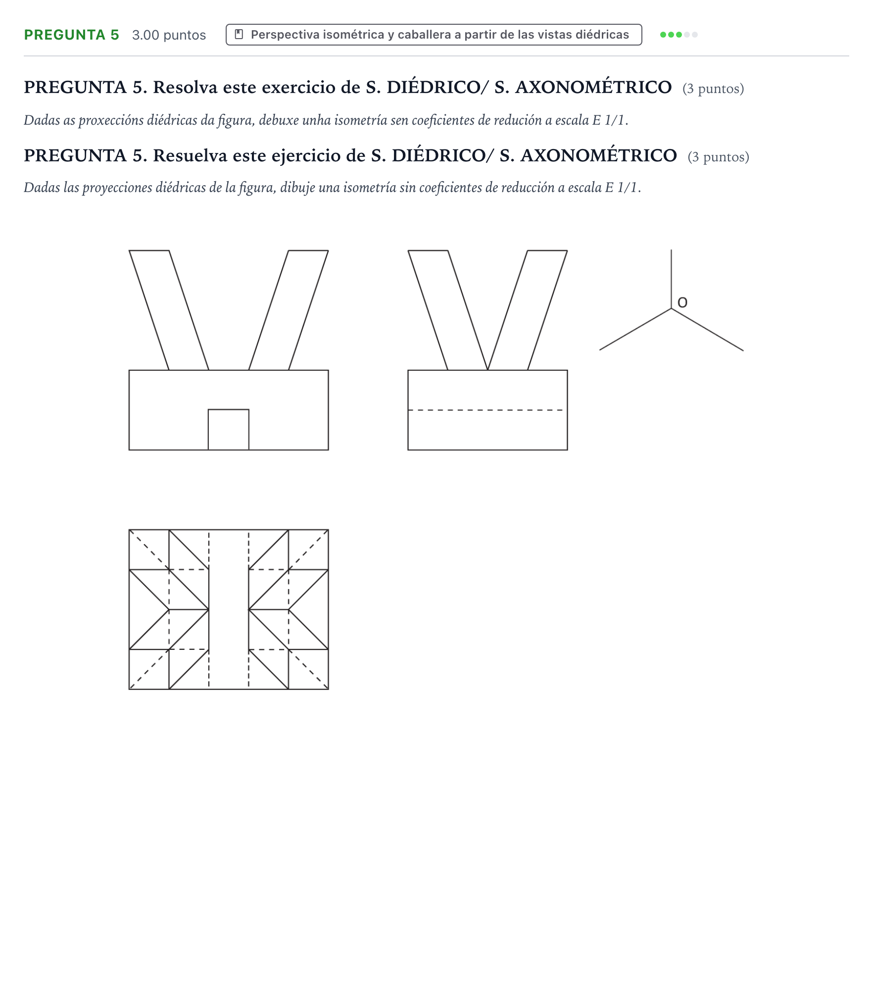 Enunciado: Pregunta 5 · Dibujo técnico II PAU Galicia Ordinaria 2021