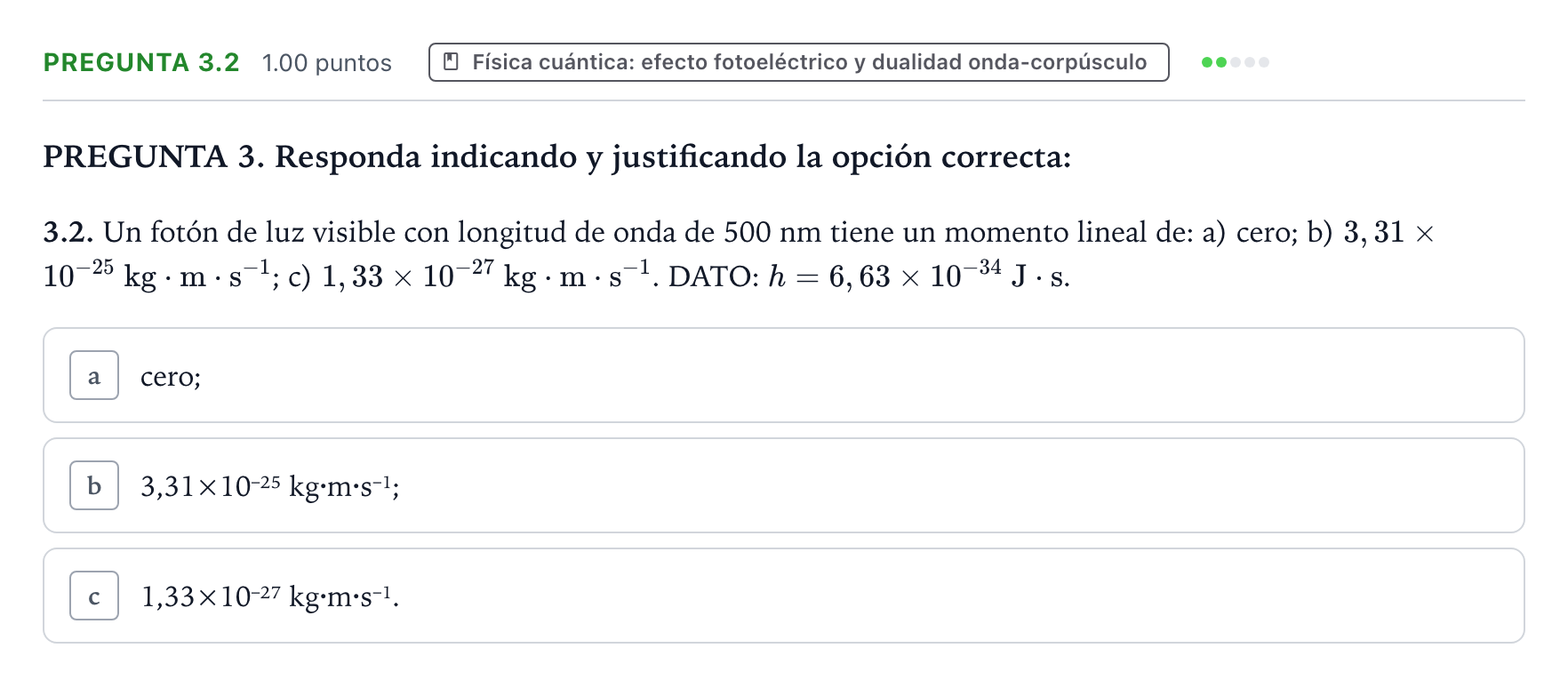 Enunciado: Pregunta 3.2 · Física PAU Galicia Ordinaria 2021