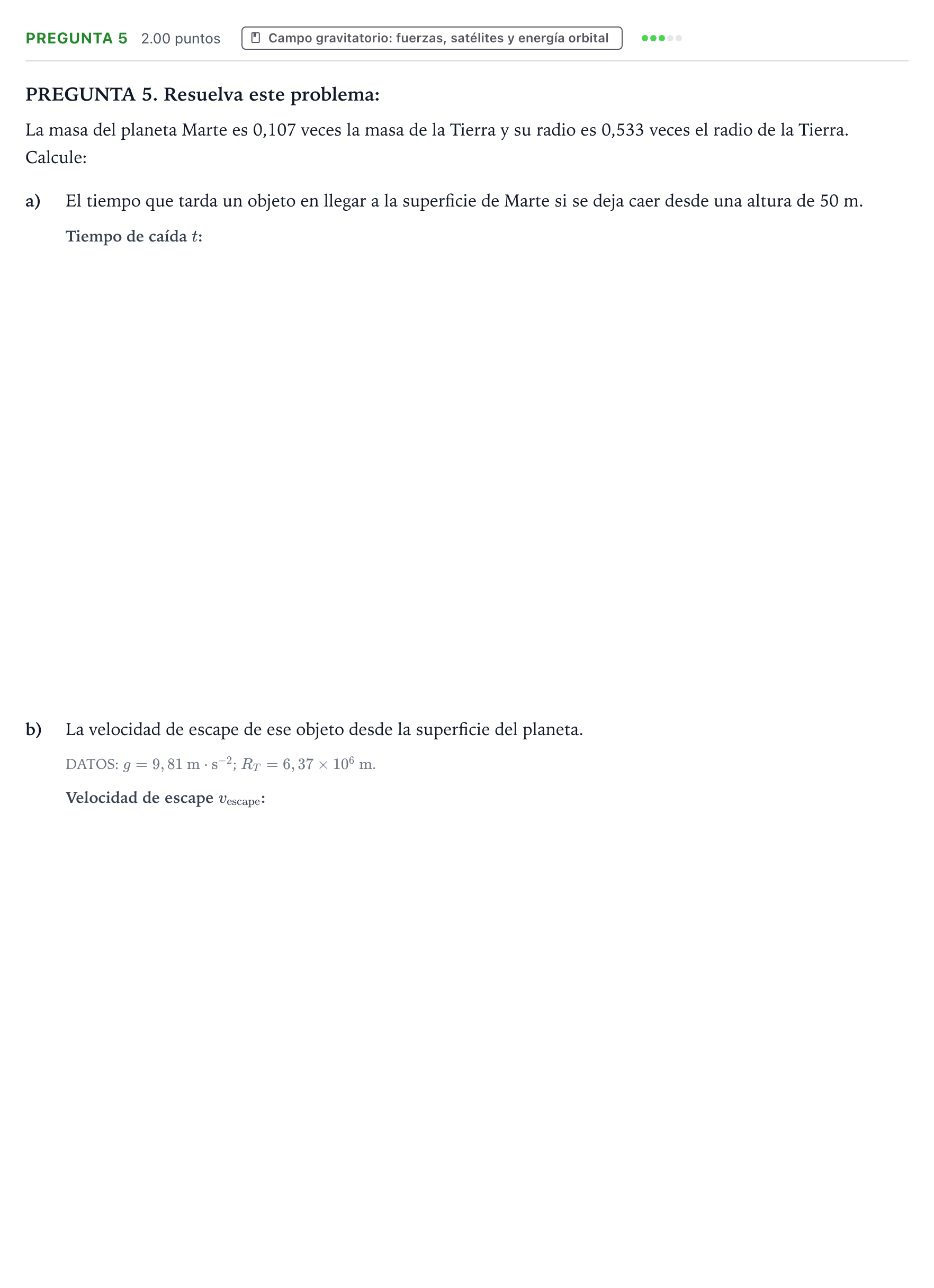 Enunciado: Pregunta 5 · Física PAU Galicia Ordinaria 2021