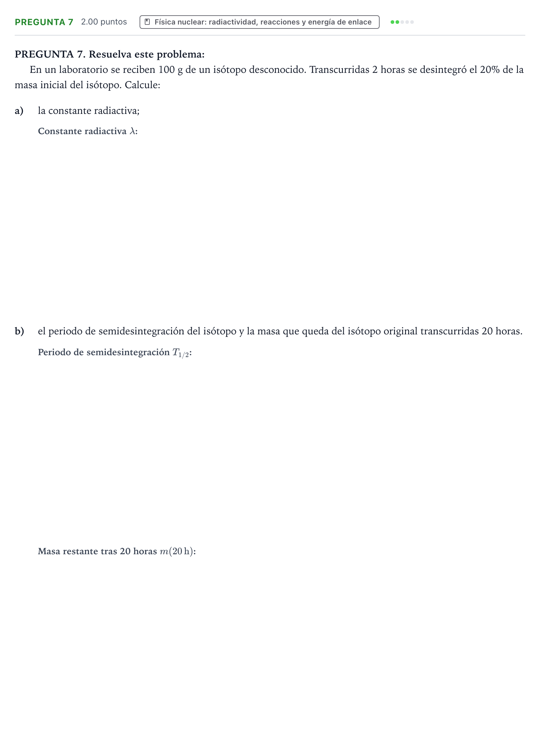 Enunciado: Pregunta 7 · Física PAU Galicia Ordinaria 2021