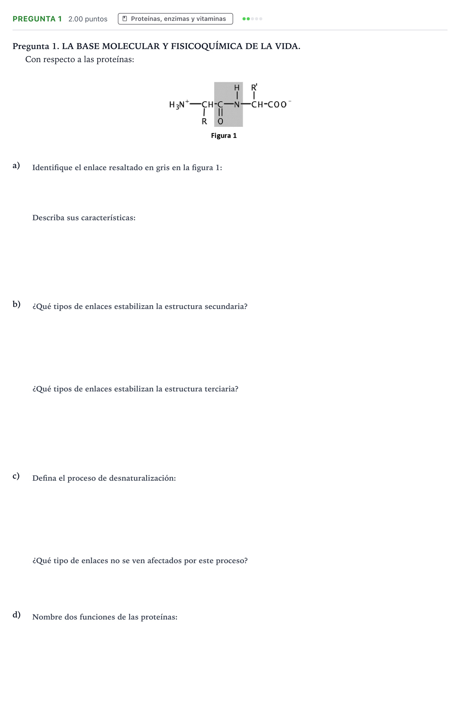 Enunciado: Pregunta 1 · Biología PAU Galicia Extraordinaria 2021
