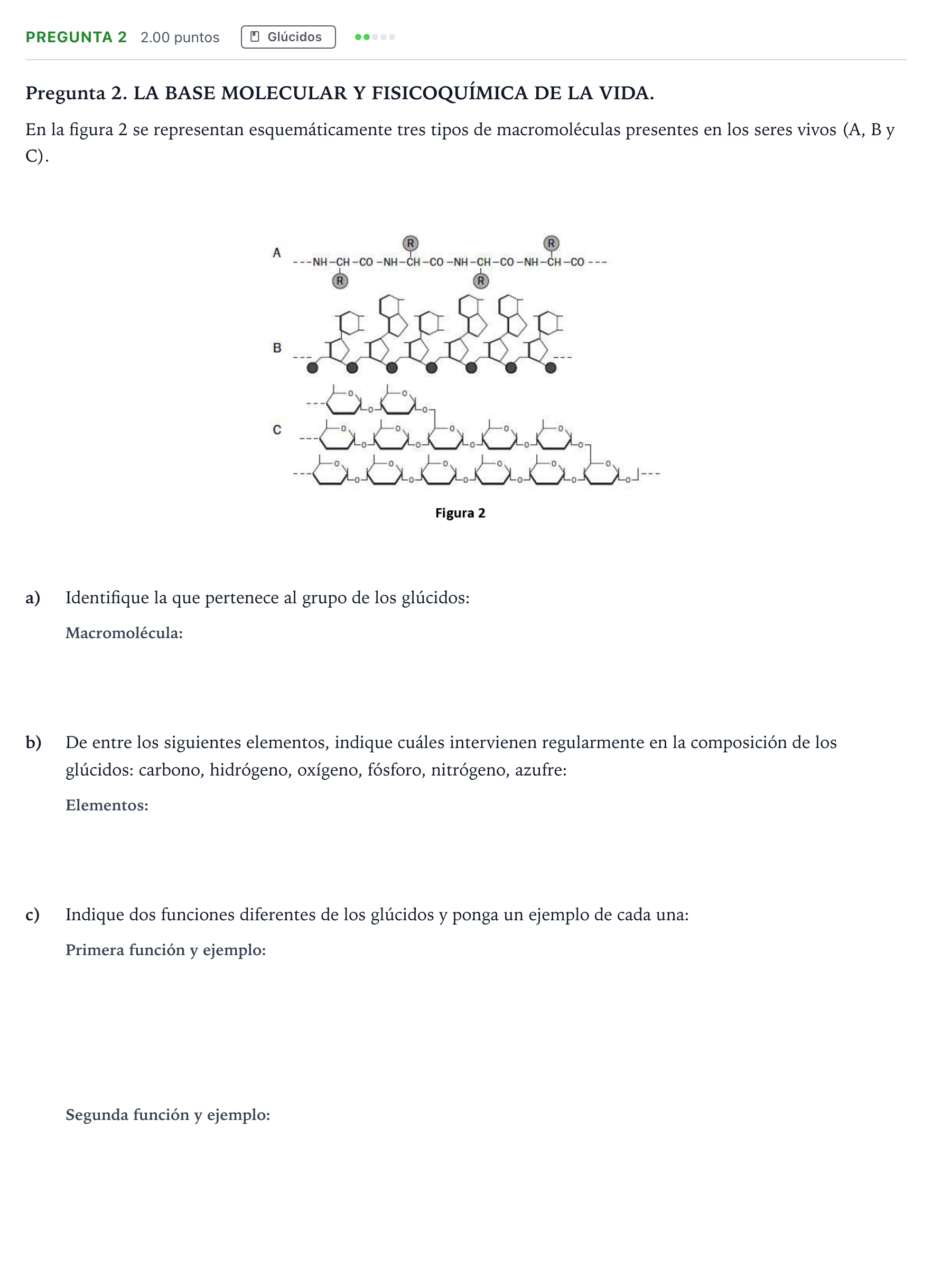 Enunciado: Pregunta 2 · Biología PAU Galicia Extraordinaria 2021