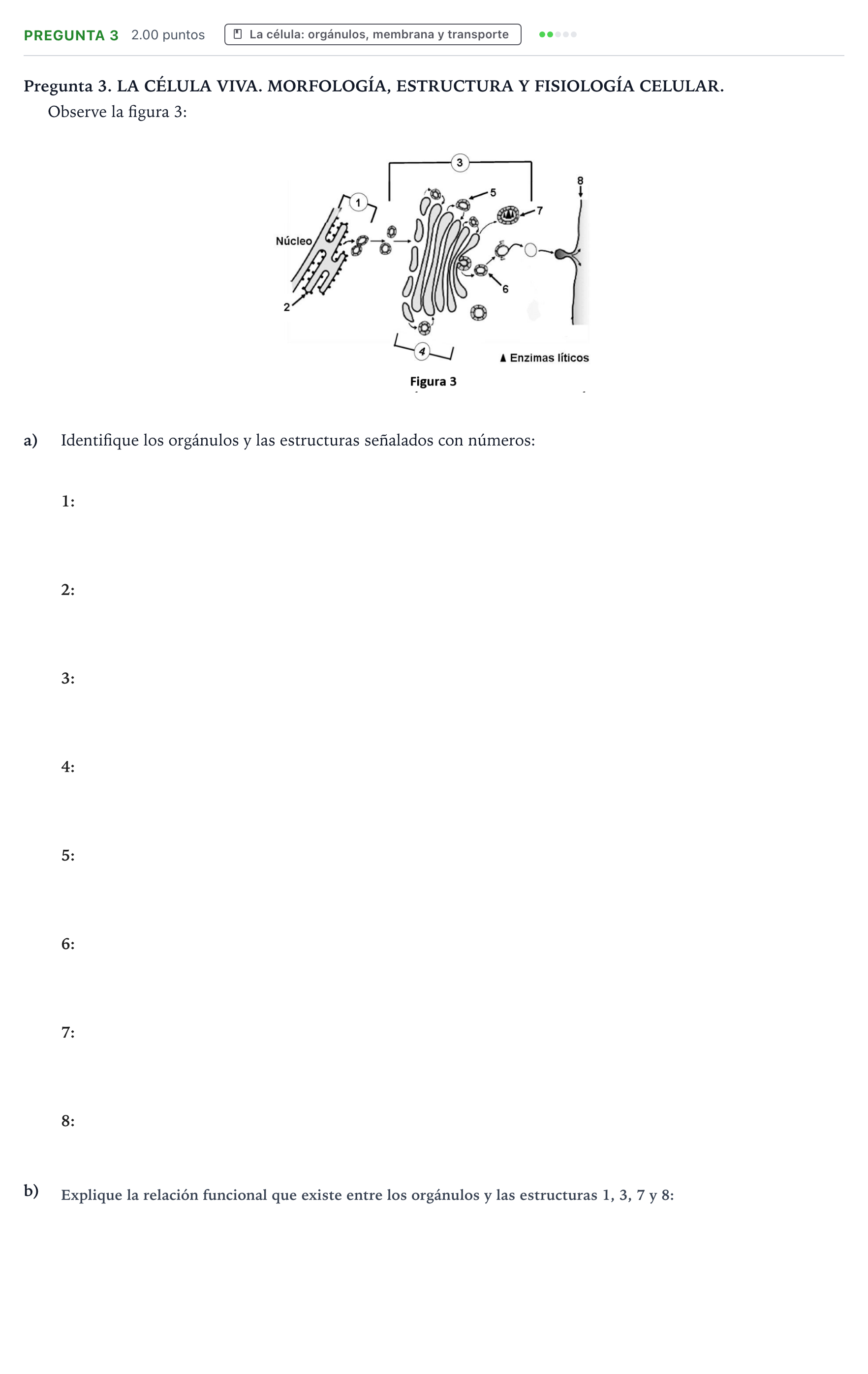 Enunciado: Pregunta 3 · Biología PAU Galicia Extraordinaria 2021