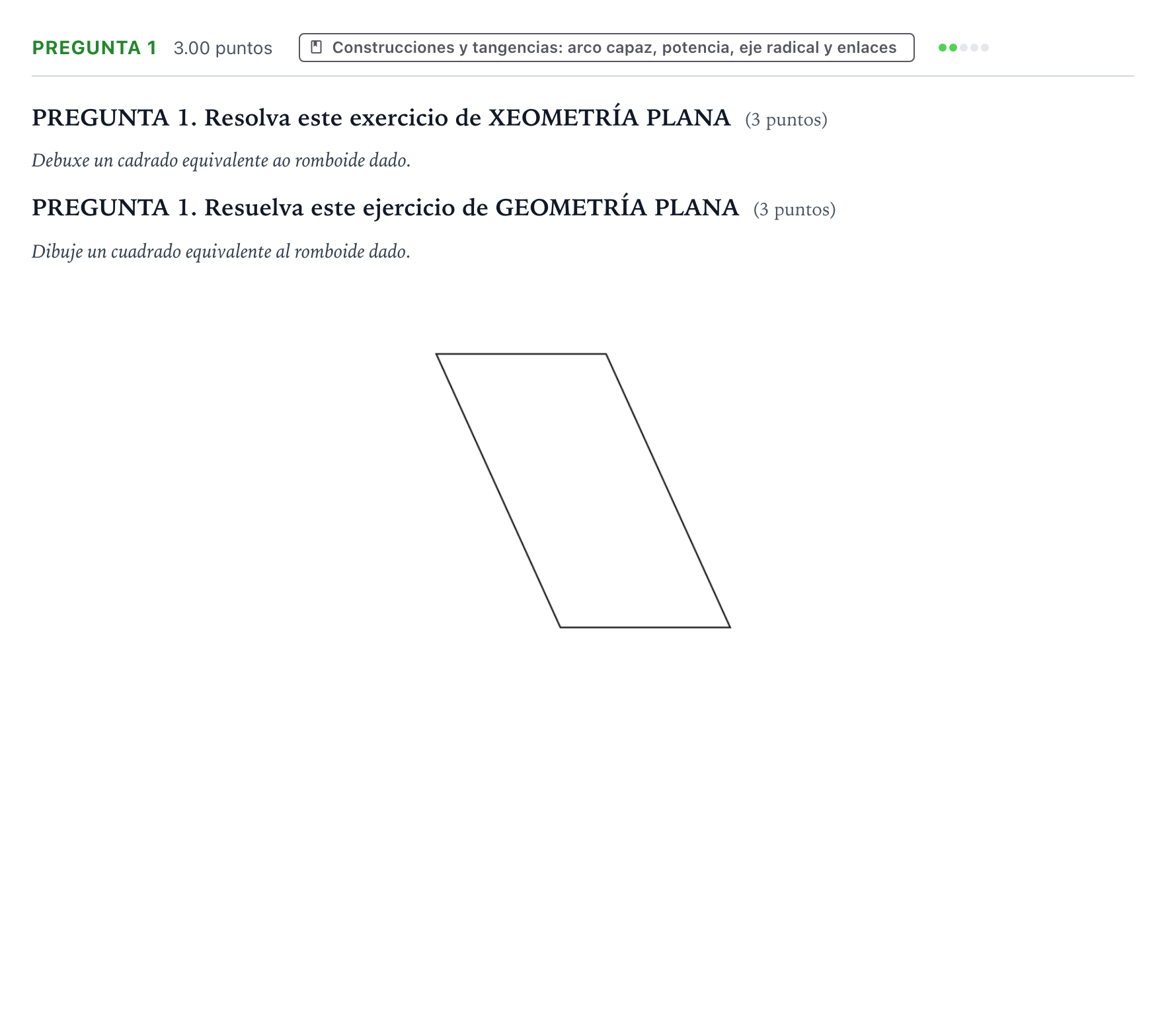 Enunciado: Pregunta 1 · Dibujo técnico II PAU Galicia Extraordinaria 2021