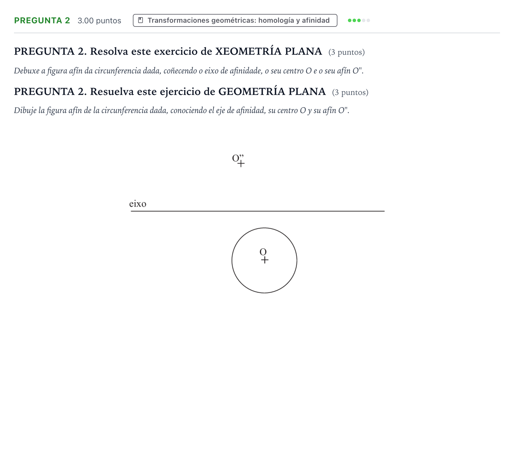 Enunciado: Pregunta 2 · Dibujo técnico II PAU Galicia Extraordinaria 2021