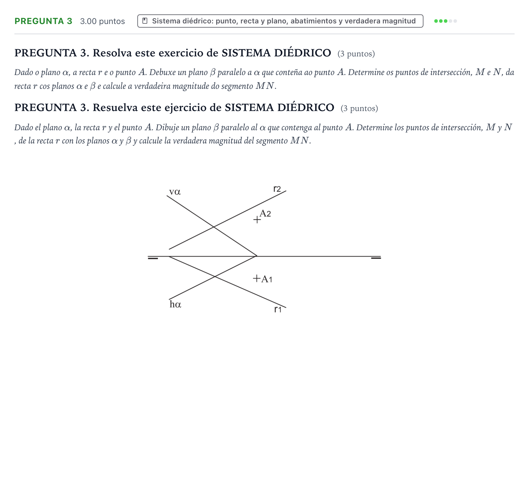 Enunciado: Pregunta 3 · Dibujo técnico II PAU Galicia Extraordinaria 2021