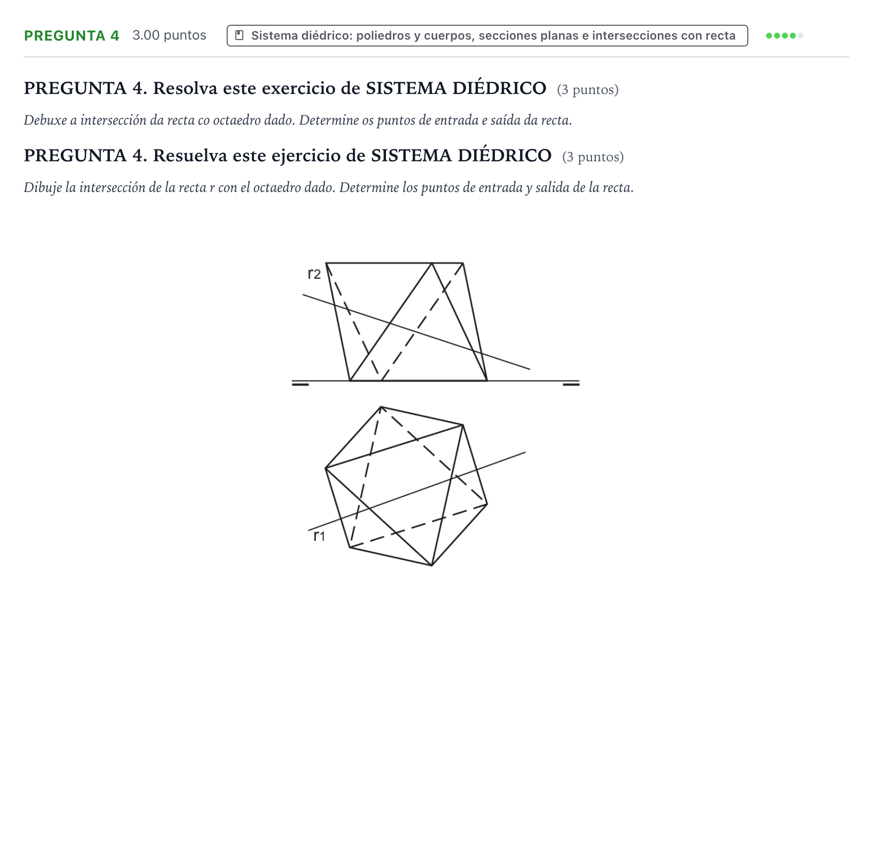 Enunciado: Pregunta 4 · Dibujo técnico II PAU Galicia Extraordinaria 2021