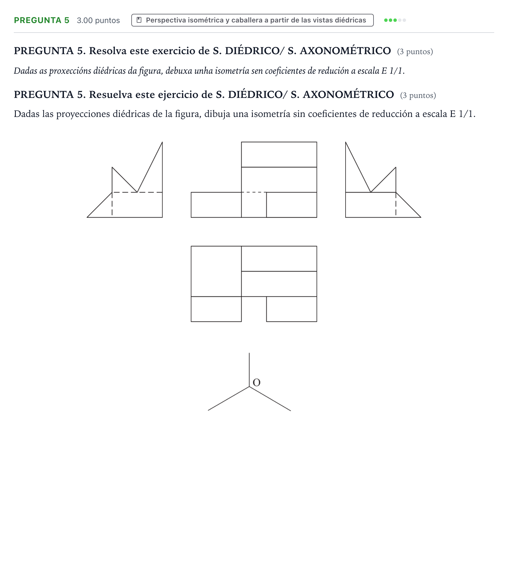 Enunciado: Pregunta 5 · Dibujo técnico II PAU Galicia Extraordinaria 2021