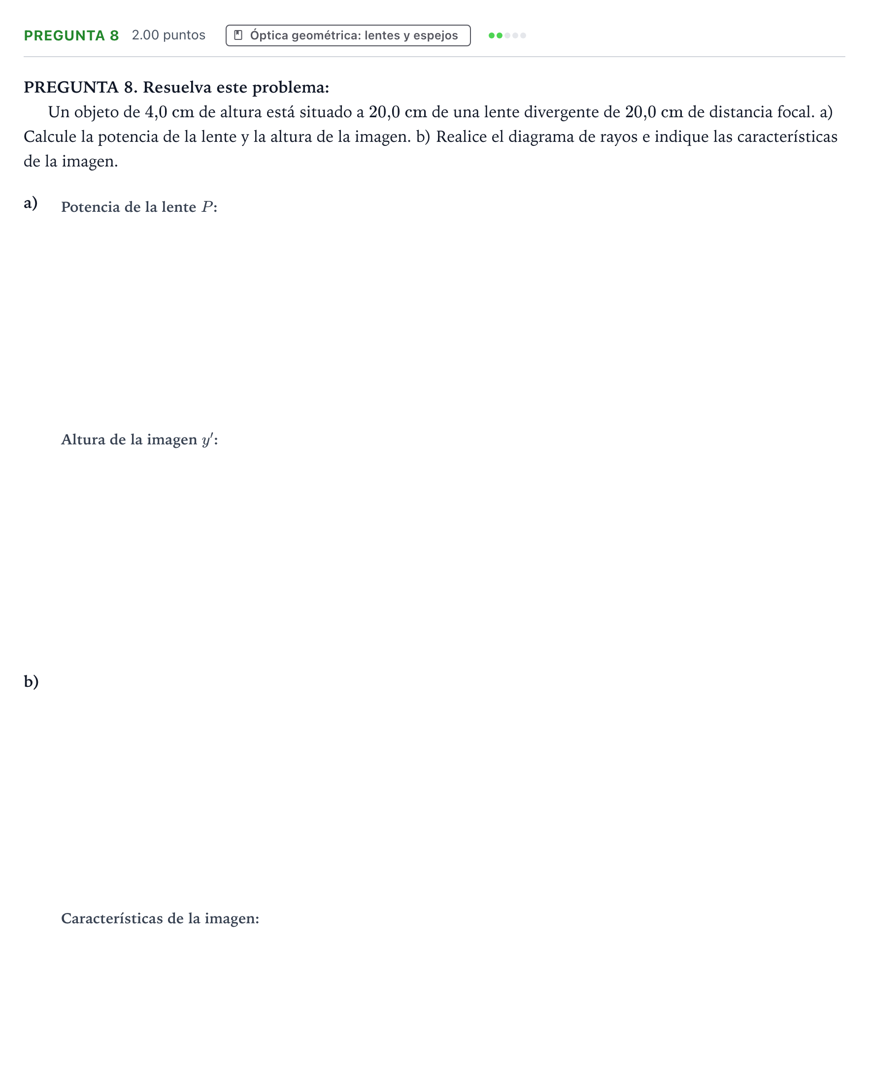 Enunciado: Pregunta 8 · Física PAU Galicia Extraordinaria 2021