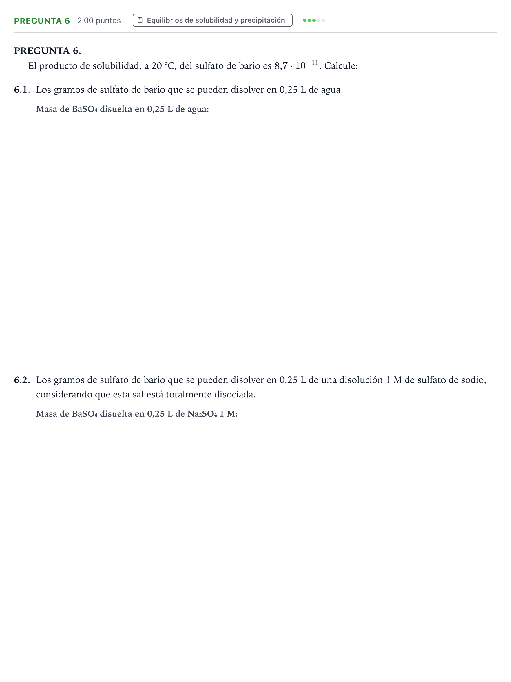 Enunciado: Pregunta 6 · Química PAU Galicia Ordinaria 2021