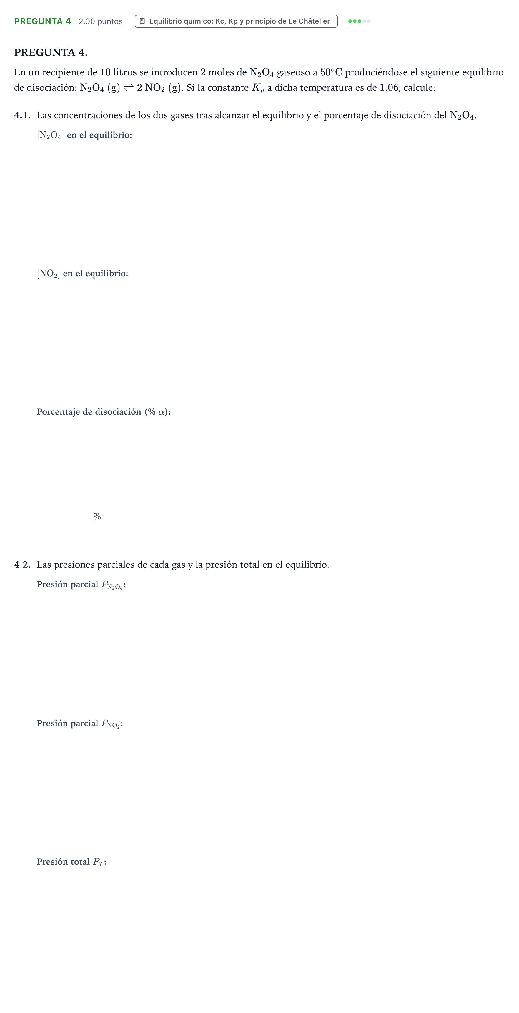 Enunciado: Pregunta 4 · Química PAU Galicia Extraordinaria 2021