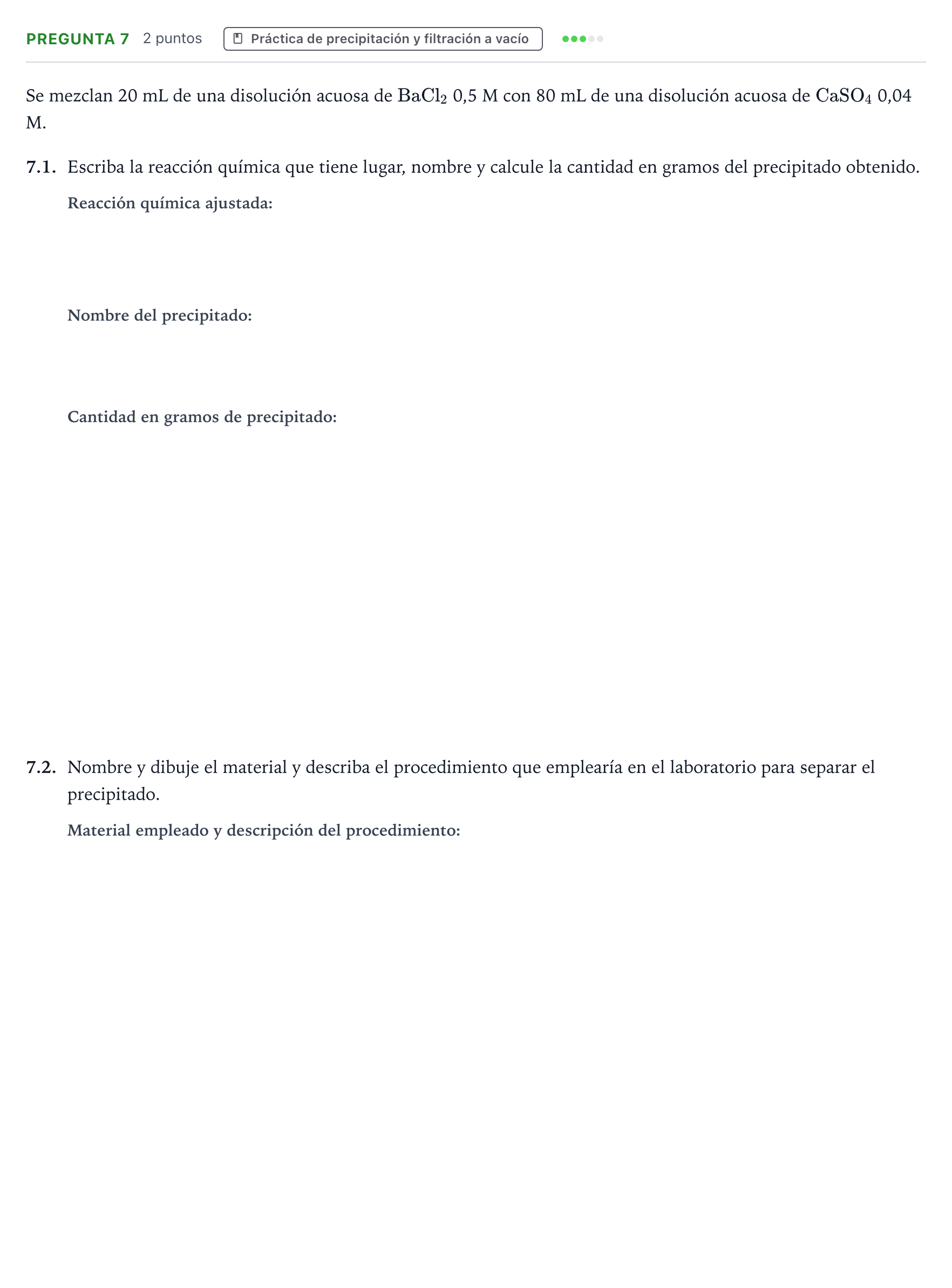 Enunciado: Pregunta 7 · Química PAU Galicia Extraordinaria 2021