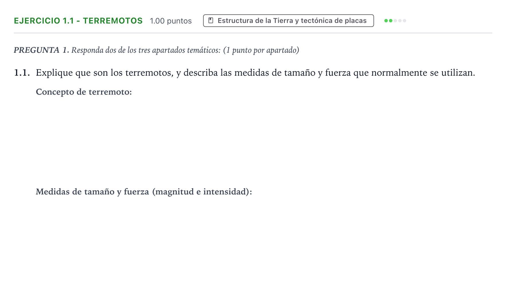 Enunciado: Ejercicio 1.1 - Terremotos · Geología y Ciencias Ambientales PAU Galicia Ordinaria 2021
