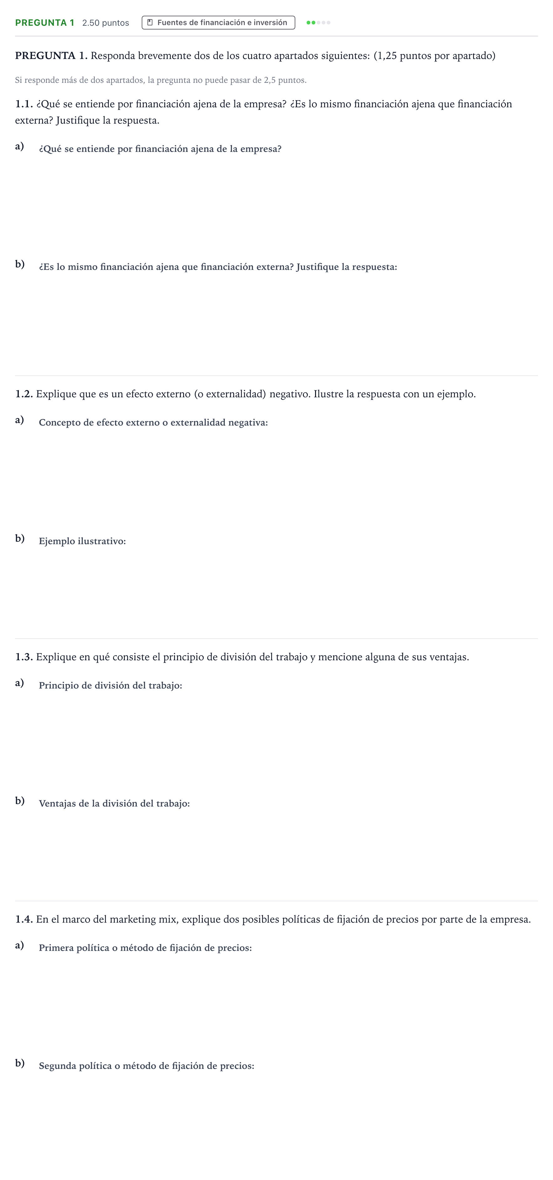Enunciado: Pregunta 1 · Empresa y Diseño de Modelos de Negocio PAU Galicia Ordinaria 2021