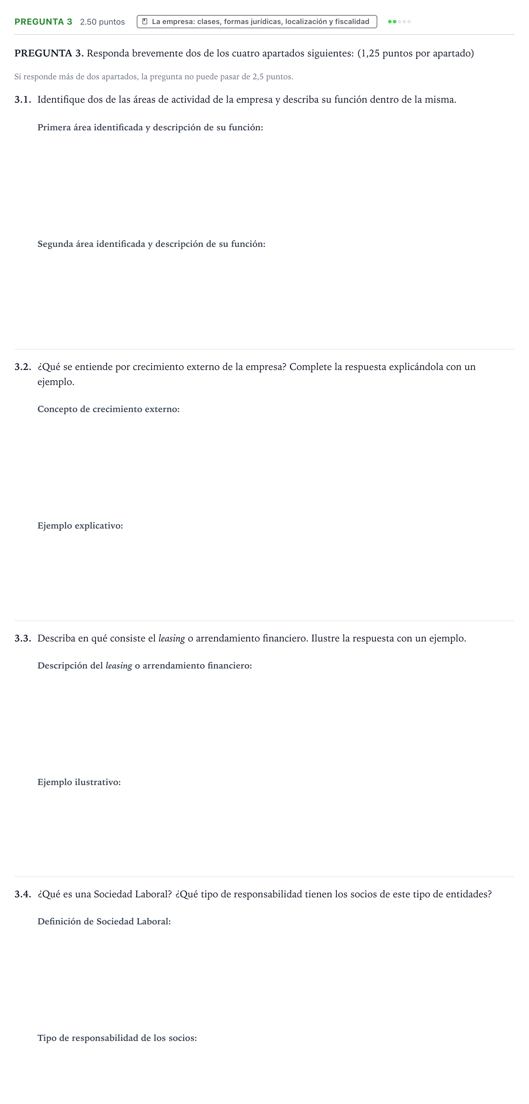 Enunciado: Pregunta 3 · Empresa y Diseño de Modelos de Negocio PAU Galicia Ordinaria 2021