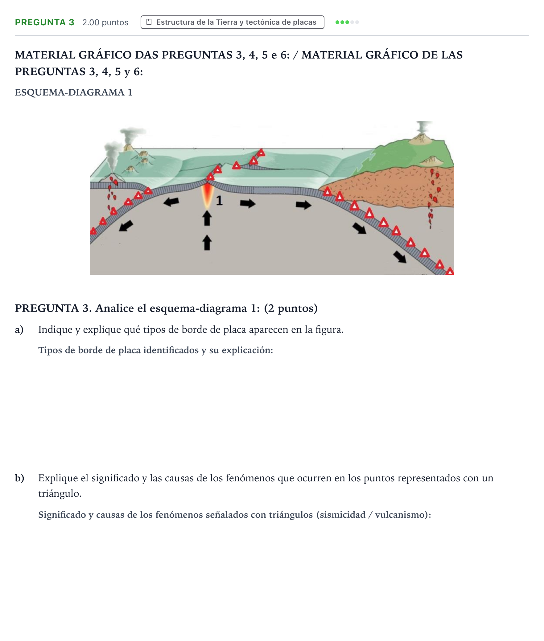 Enunciado: Pregunta 3 · Geología y Ciencias Ambientales PAU Galicia Extraordinaria 2021