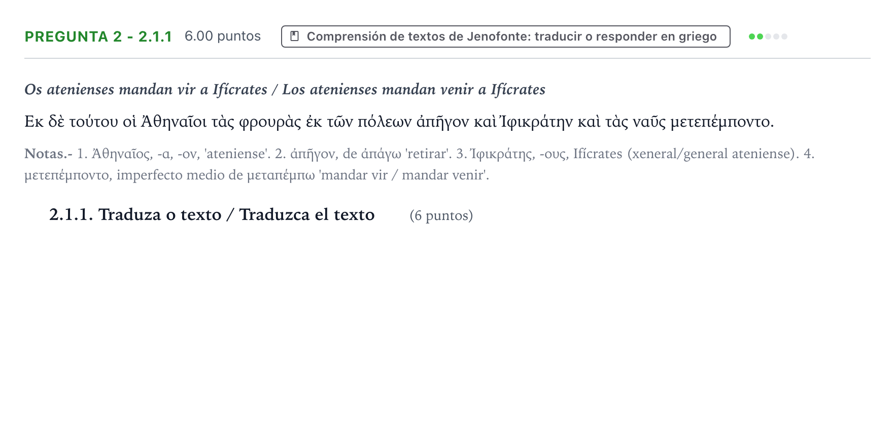 Enunciado: Pregunta 2 - 2.1.1 · Griego II PAU Galicia Ordinaria 2021