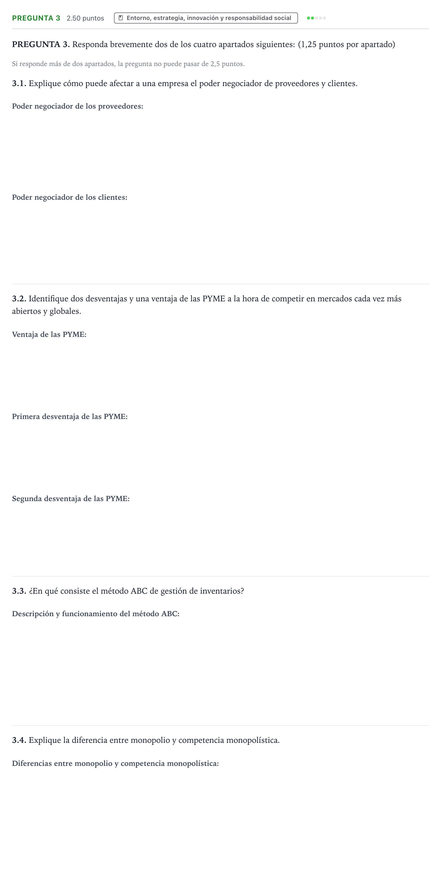 Enunciado: Pregunta 3 · Empresa y Diseño de Modelos de Negocio PAU Galicia Extraordinaria 2021