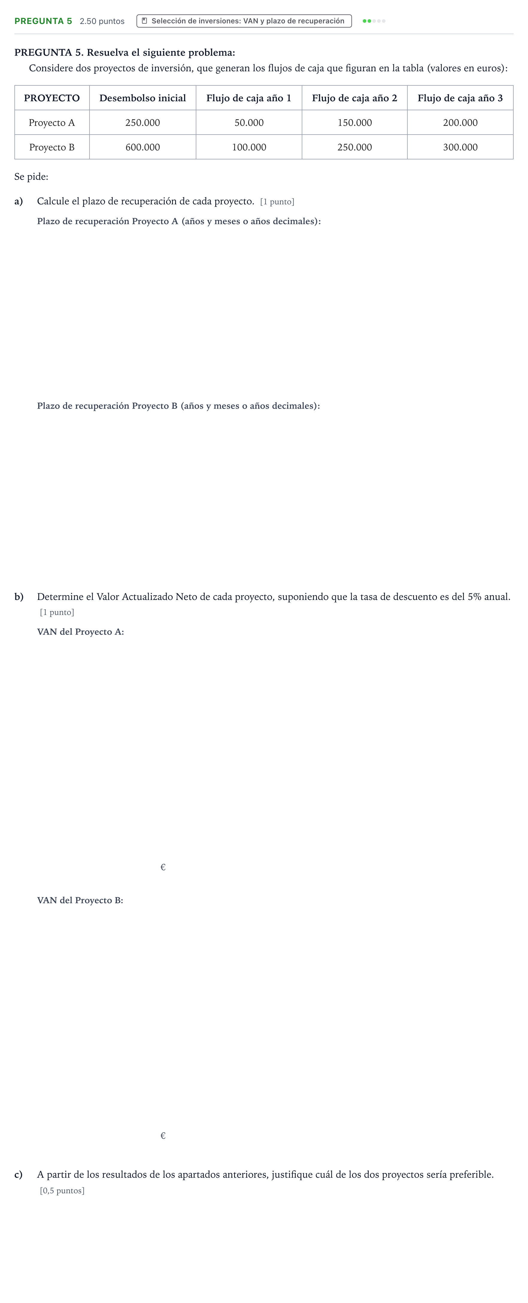 Enunciado: Pregunta 5 · Empresa y Diseño de Modelos de Negocio PAU Galicia Extraordinaria 2021