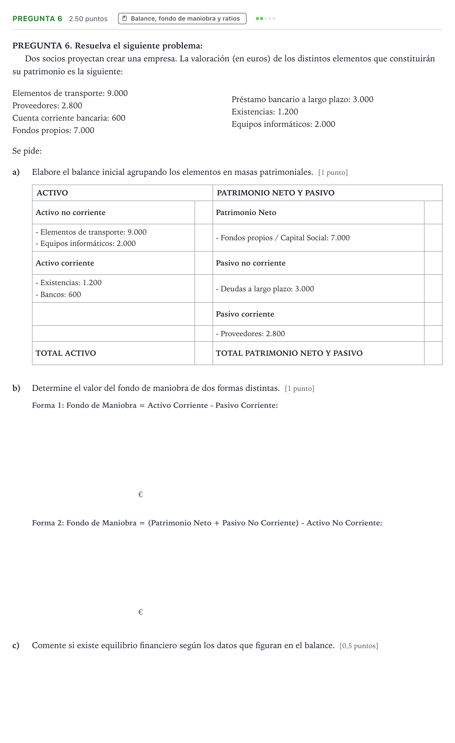 Enunciado: Pregunta 6 · Empresa y Diseño de Modelos de Negocio PAU Galicia Extraordinaria 2021