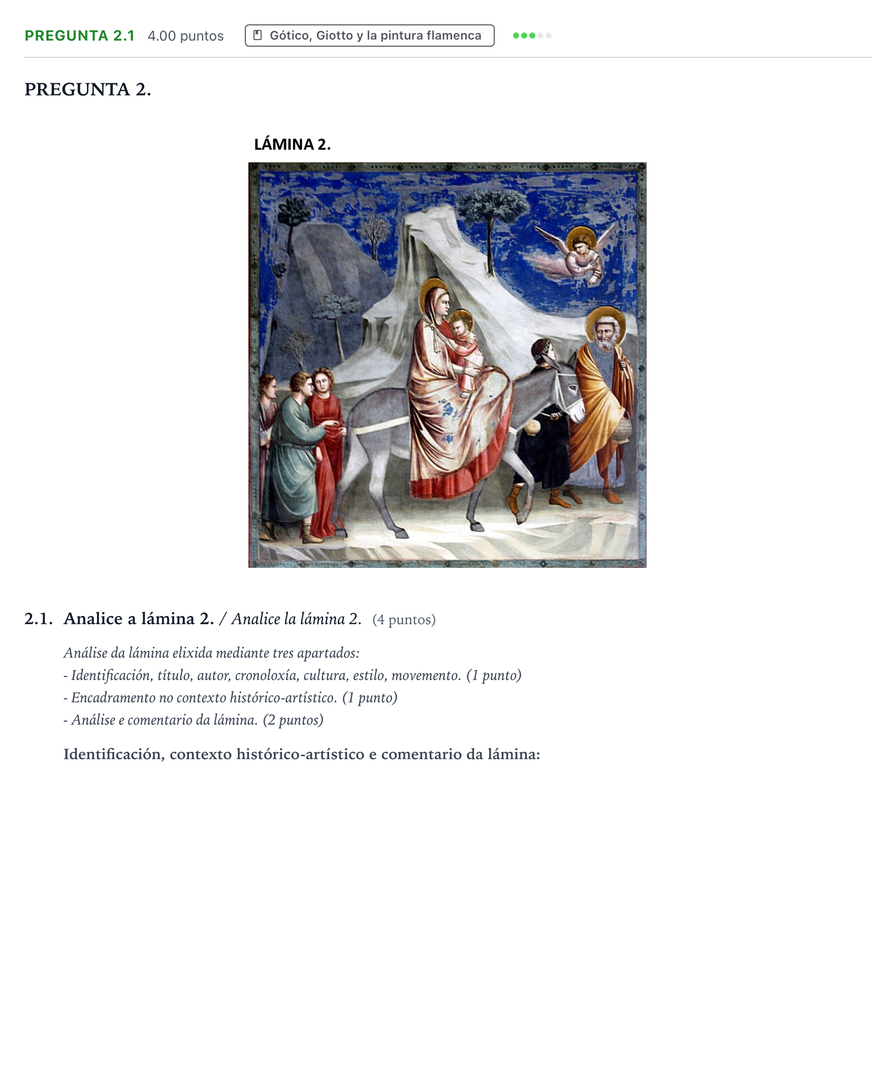 Enunciado: Pregunta 2.1 · Historia del Arte PAU Galicia Ordinaria 2021