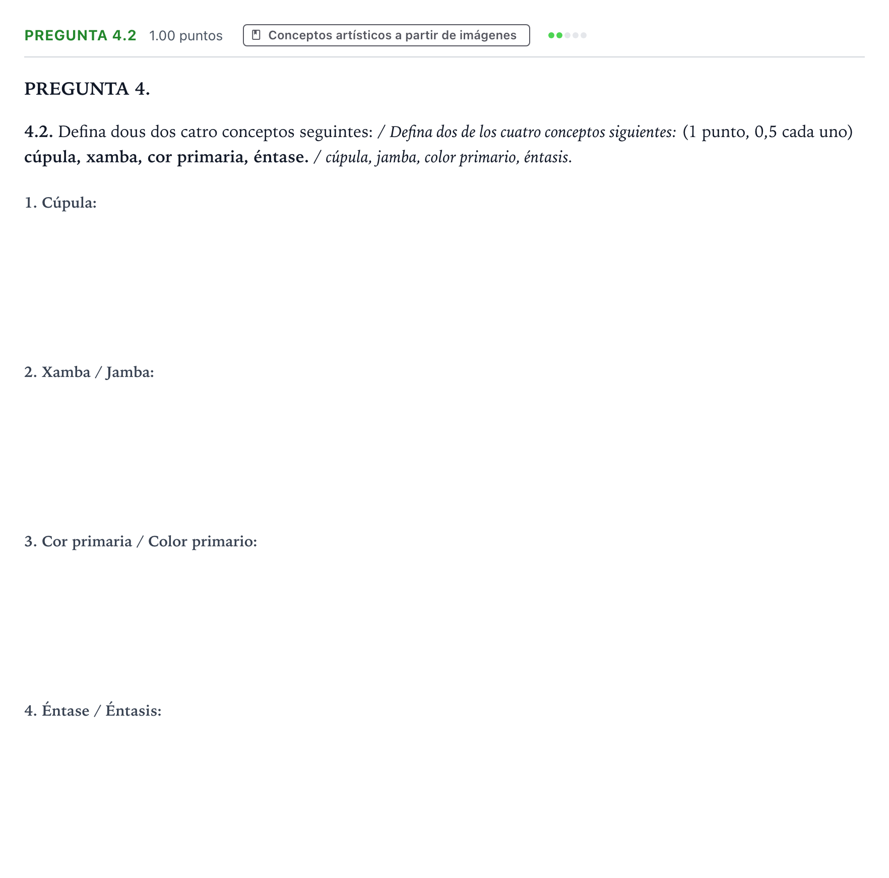 Enunciado: Pregunta 4.2 · Historia del Arte PAU Galicia Ordinaria 2021