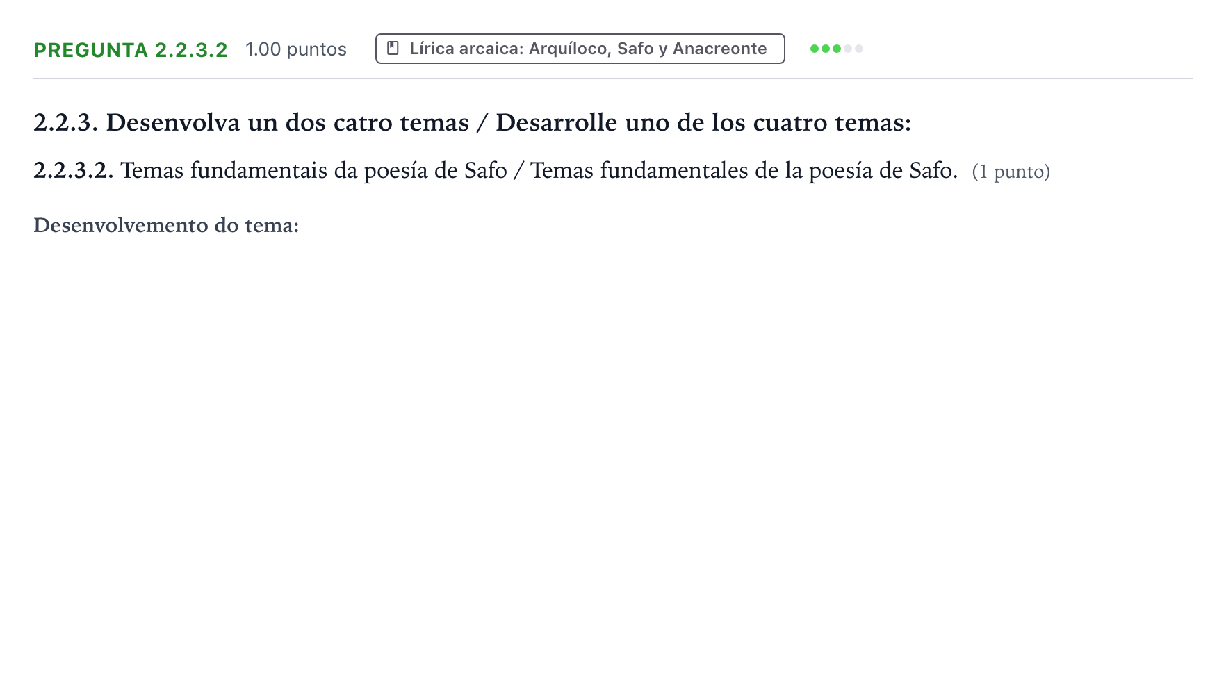 Enunciado: Pregunta 2.2.3.2 · Griego II PAU Galicia Extraordinaria 2021