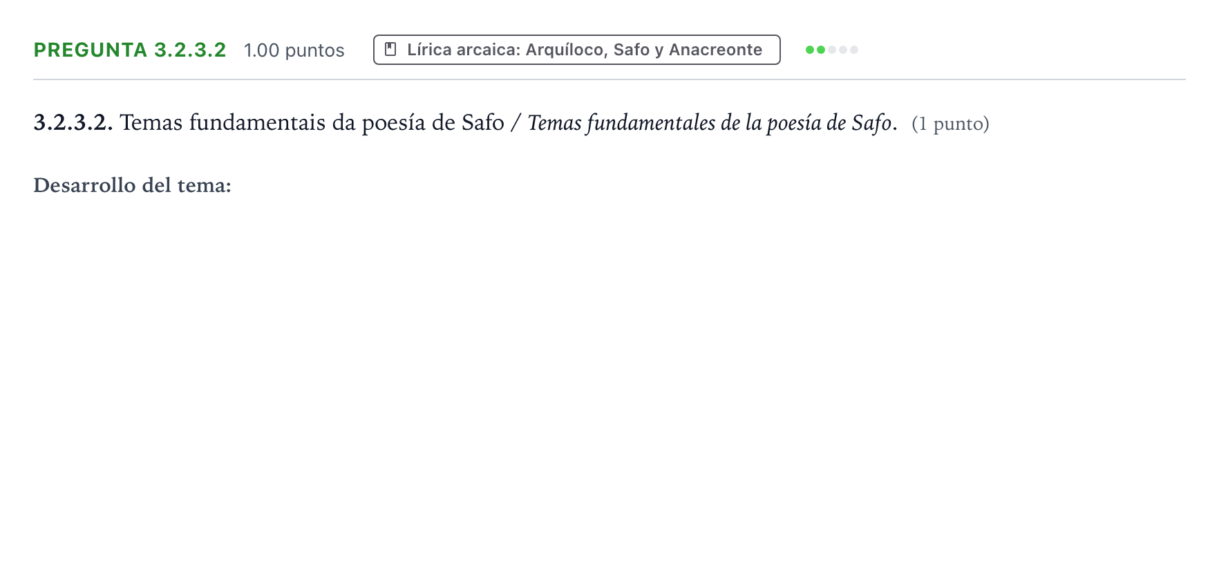 Enunciado: Pregunta 3.2.3.2 · Griego II PAU Galicia Extraordinaria 2021