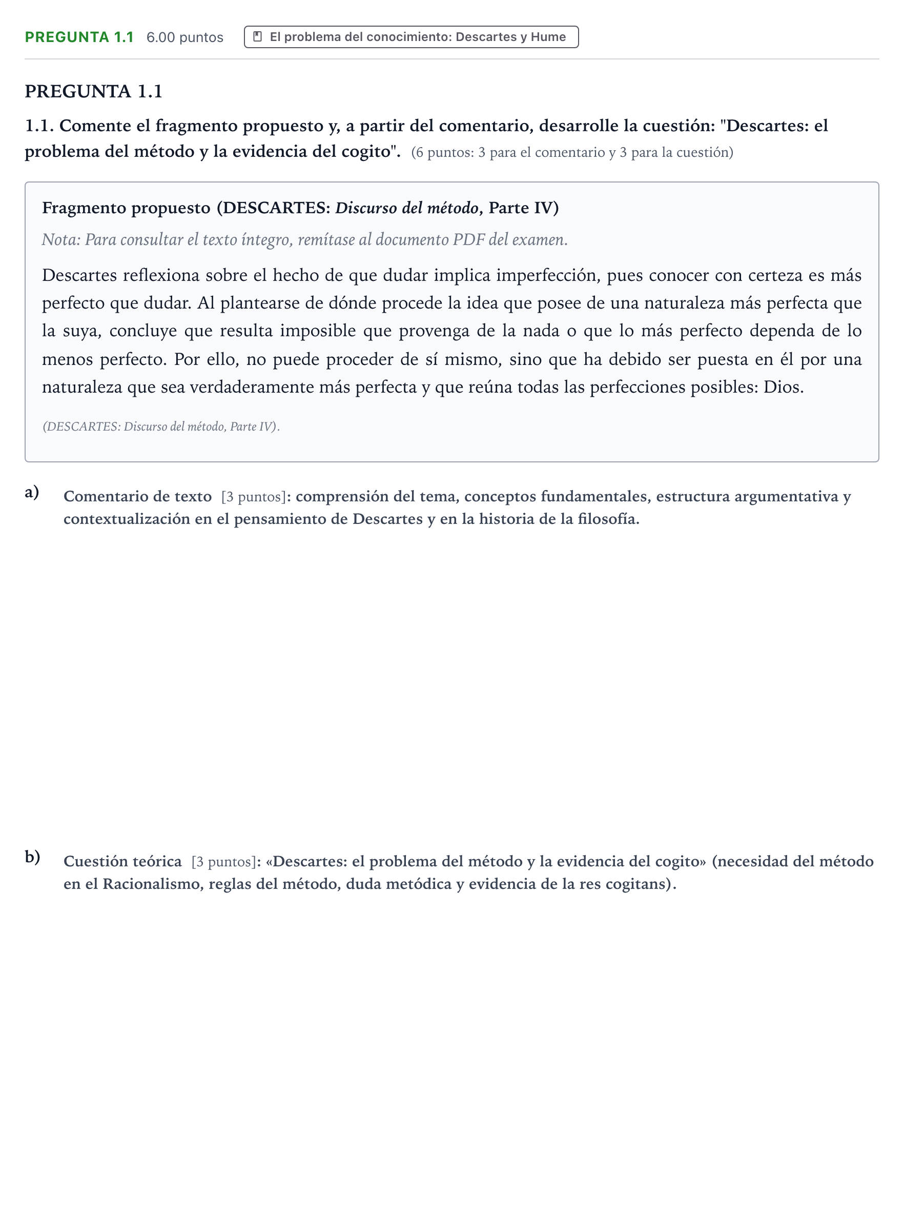 Enunciado: Pregunta 1.1 · Historia de la Filosofía PAU Galicia Ordinaria 2021