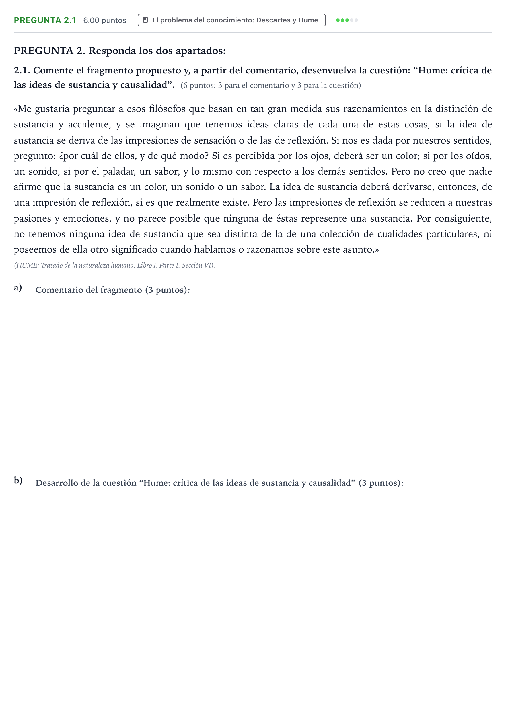 Enunciado: Pregunta 2.1 · Historia de la Filosofía PAU Galicia Ordinaria 2021
