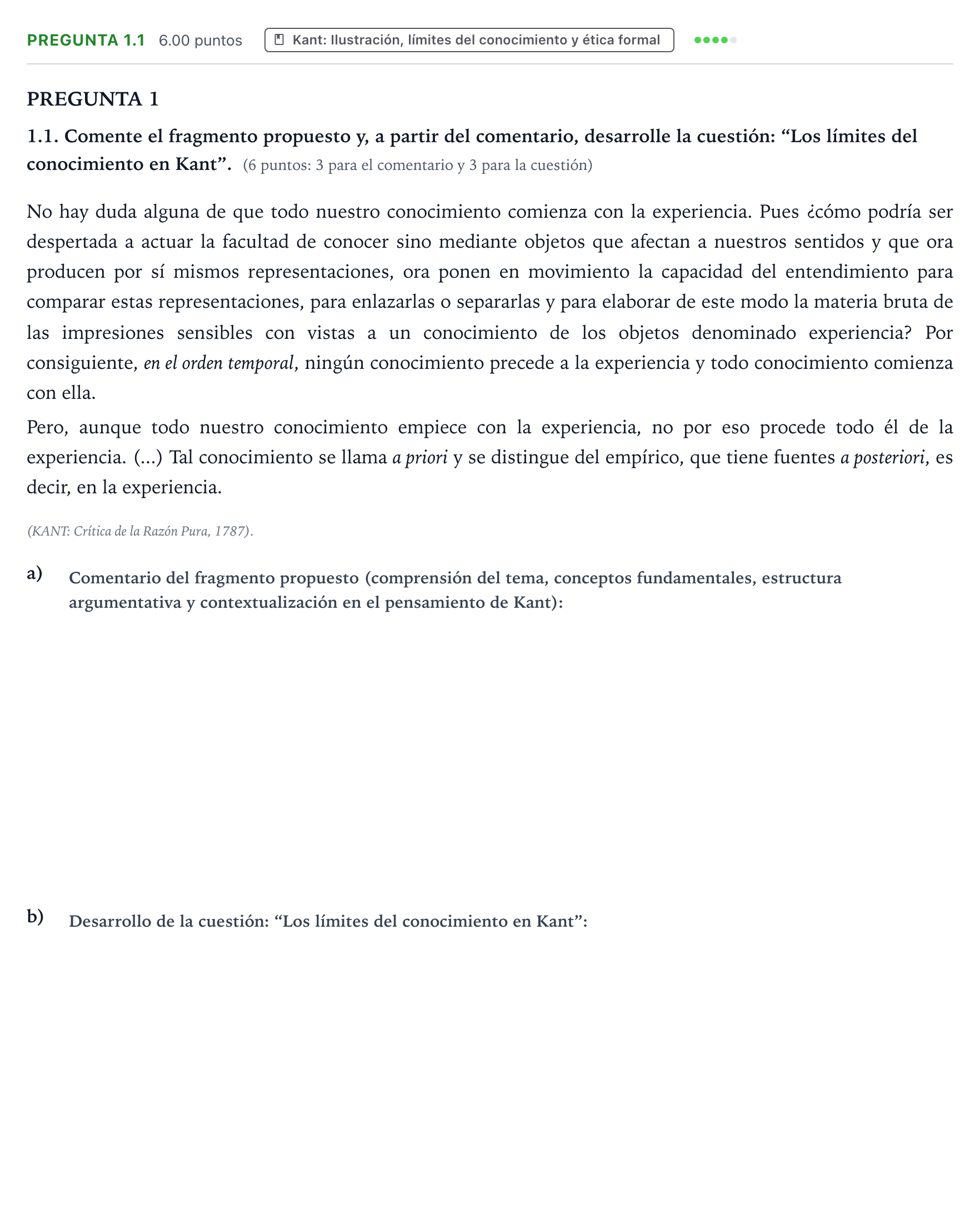 Enunciado: Pregunta 1.1 · Historia de la Filosofía PAU Galicia Extraordinaria 2021