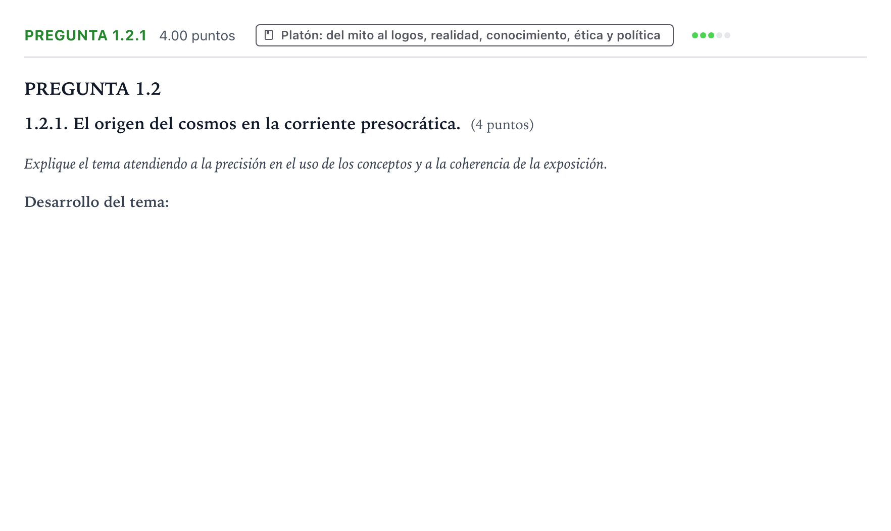 Enunciado: Pregunta 1.2.1 · Historia de la Filosofía PAU Galicia Extraordinaria 2021