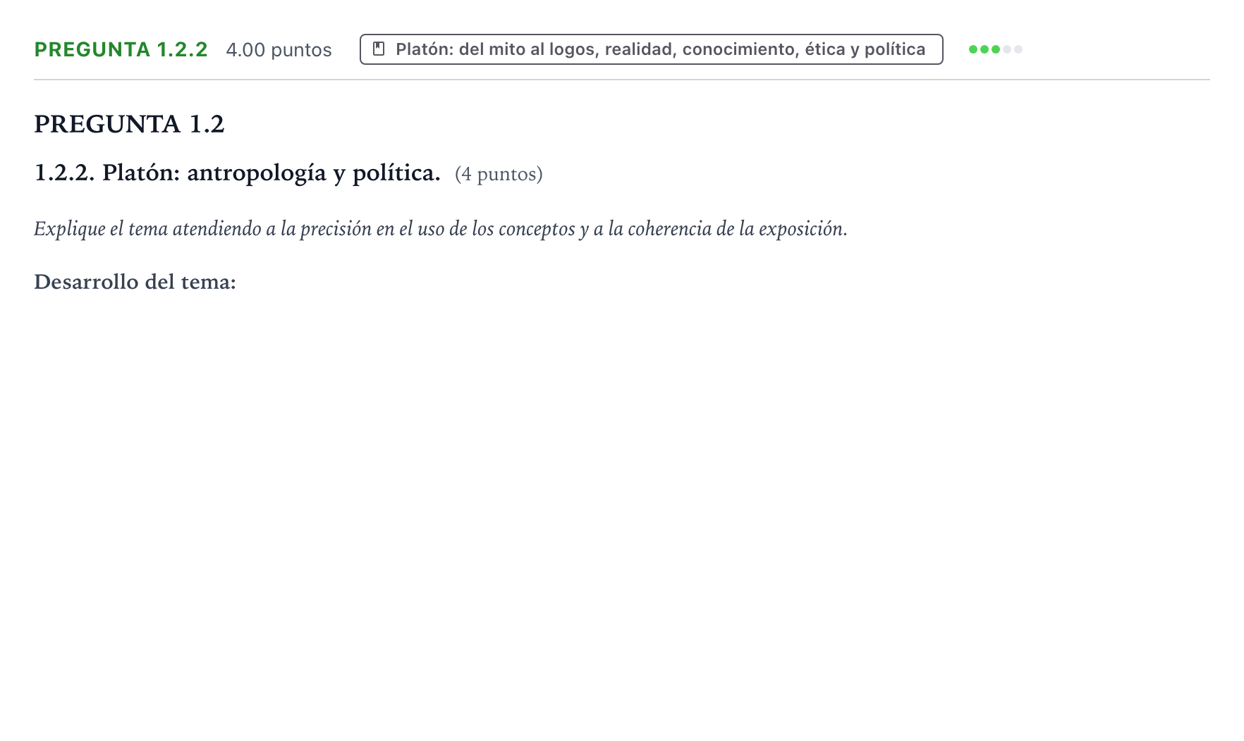 Enunciado: Pregunta 1.2.2 · Historia de la Filosofía PAU Galicia Extraordinaria 2021