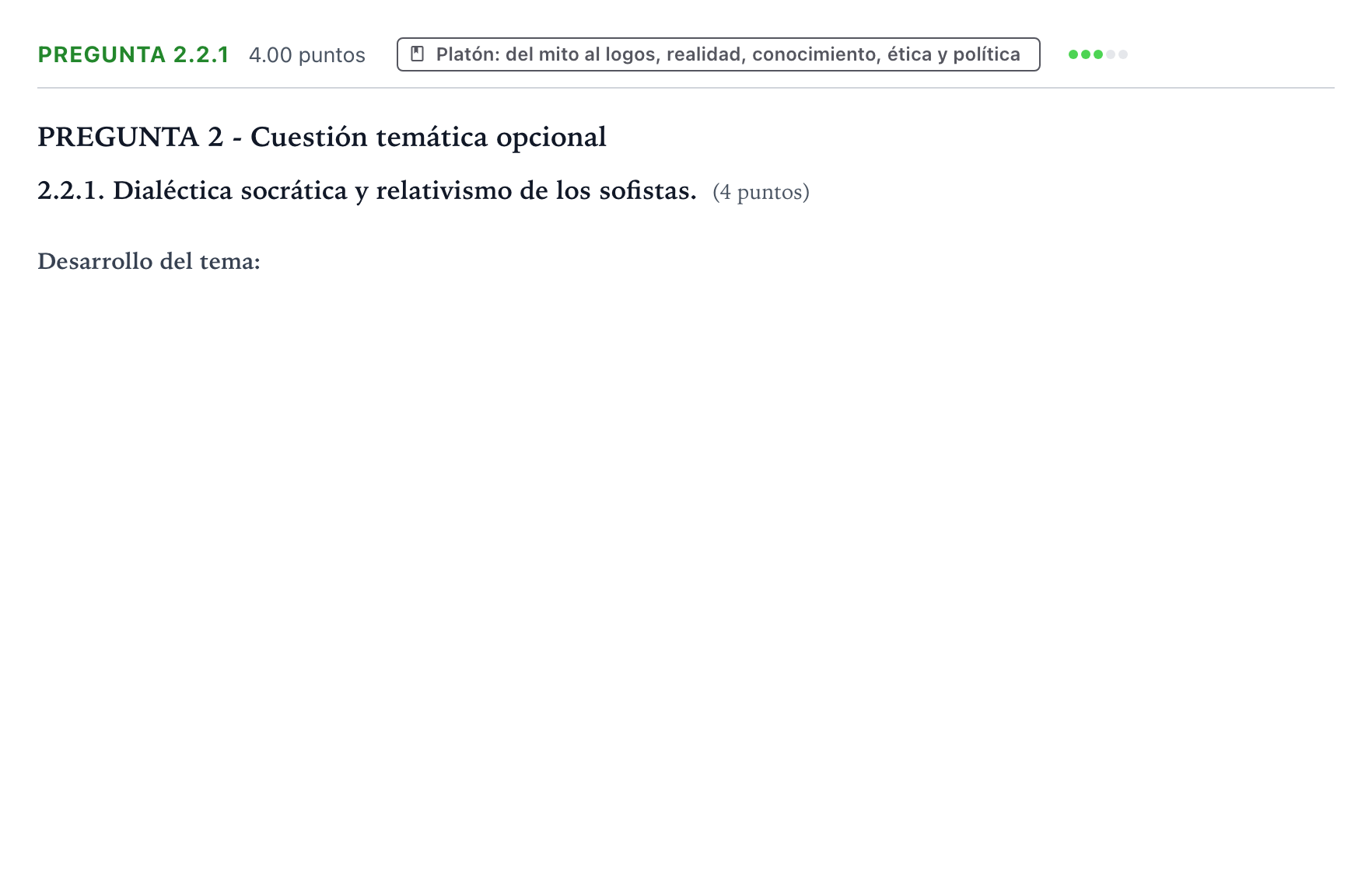 Enunciado: Pregunta 2.2.1 · Historia de la Filosofía PAU Galicia Extraordinaria 2021
