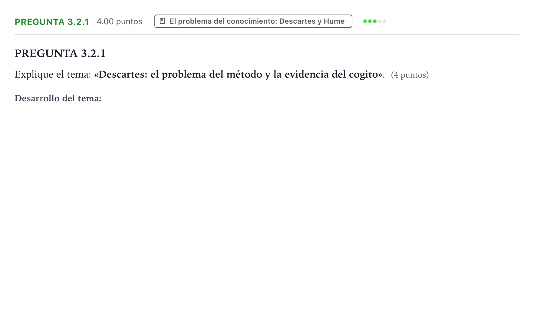 Enunciado: Pregunta 3.2.1 · Historia de la Filosofía PAU Galicia Extraordinaria 2021