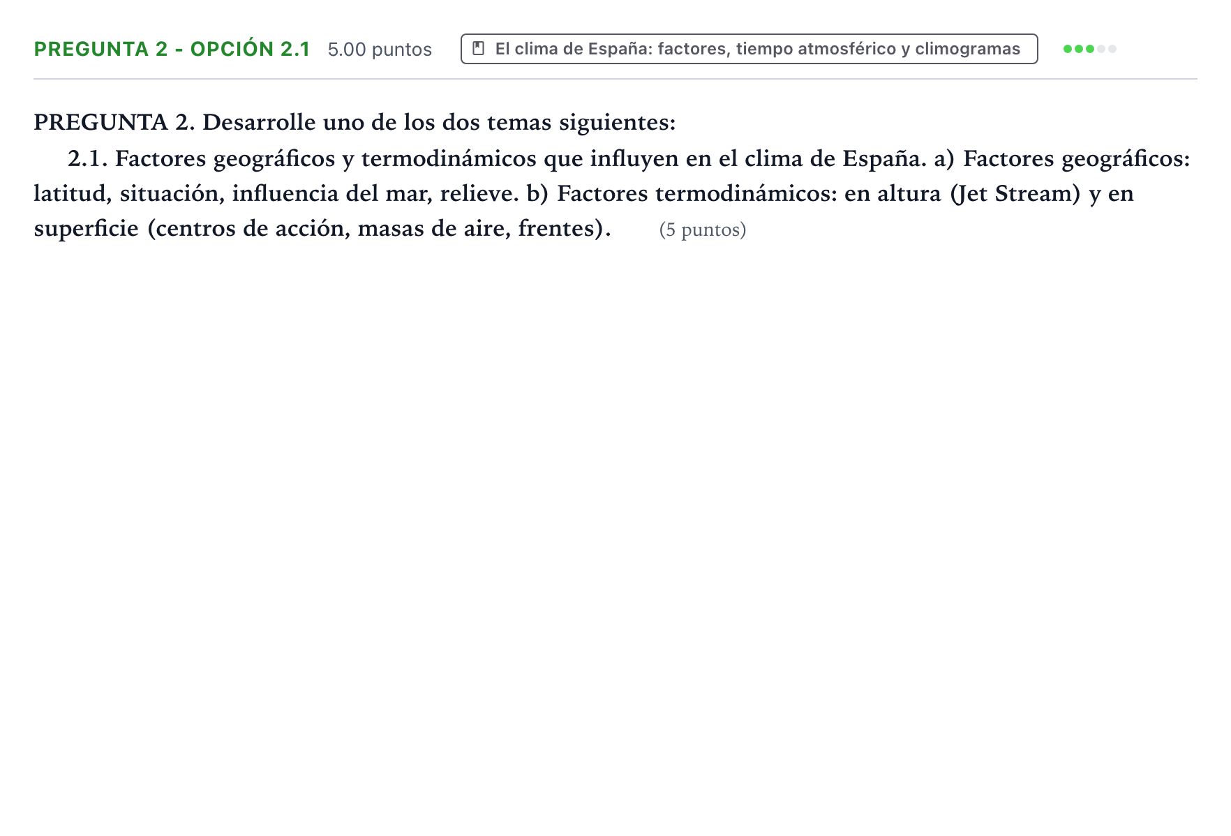 Enunciado: Pregunta 2 - Opción 2.1 · Geografía PAU Galicia Ordinaria 2021