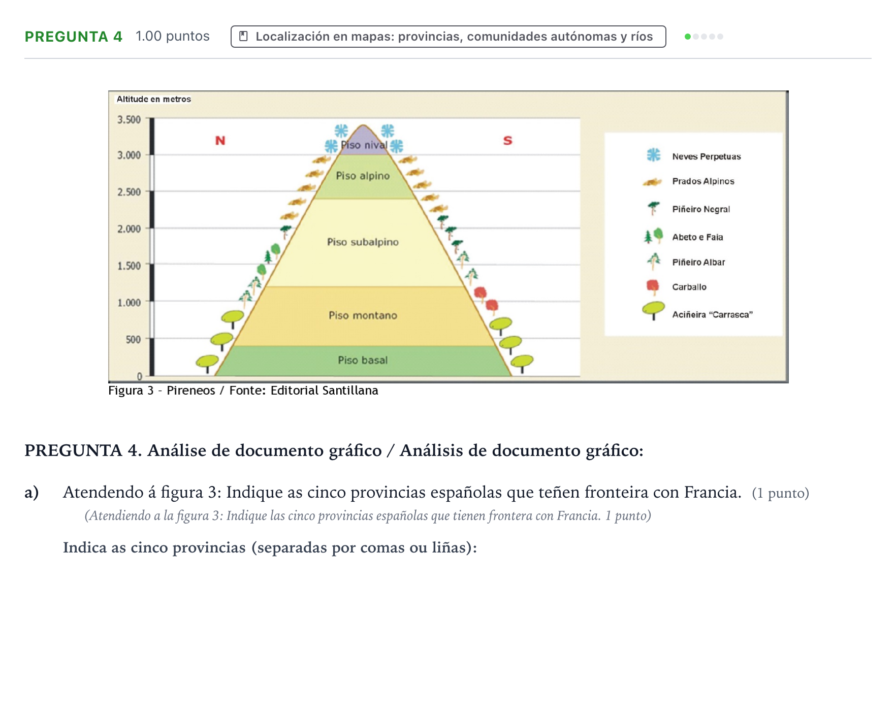 Enunciado: Pregunta 4 - Localización en mapas · Geografía PAU Galicia Ordinaria 2021