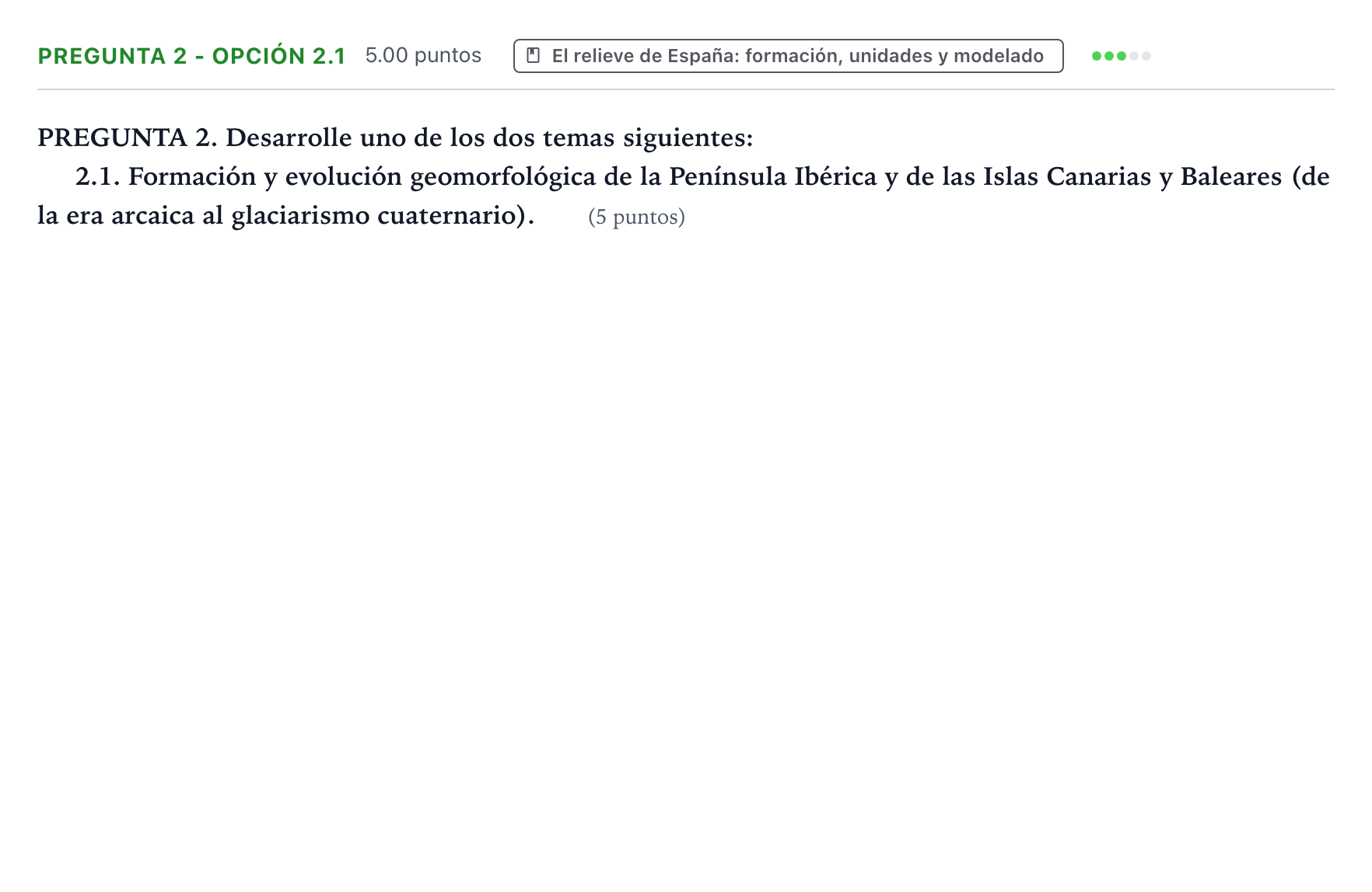 Enunciado: Pregunta 2 - Opción 2.1 · Geografía PAU Galicia Extraordinaria 2021