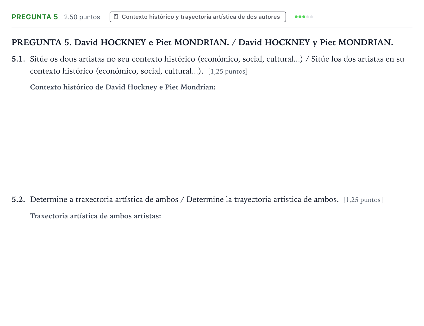 Enunciado: Pregunta 5 · Fundamentos Artísticos PAU Galicia Ordinaria 2021
