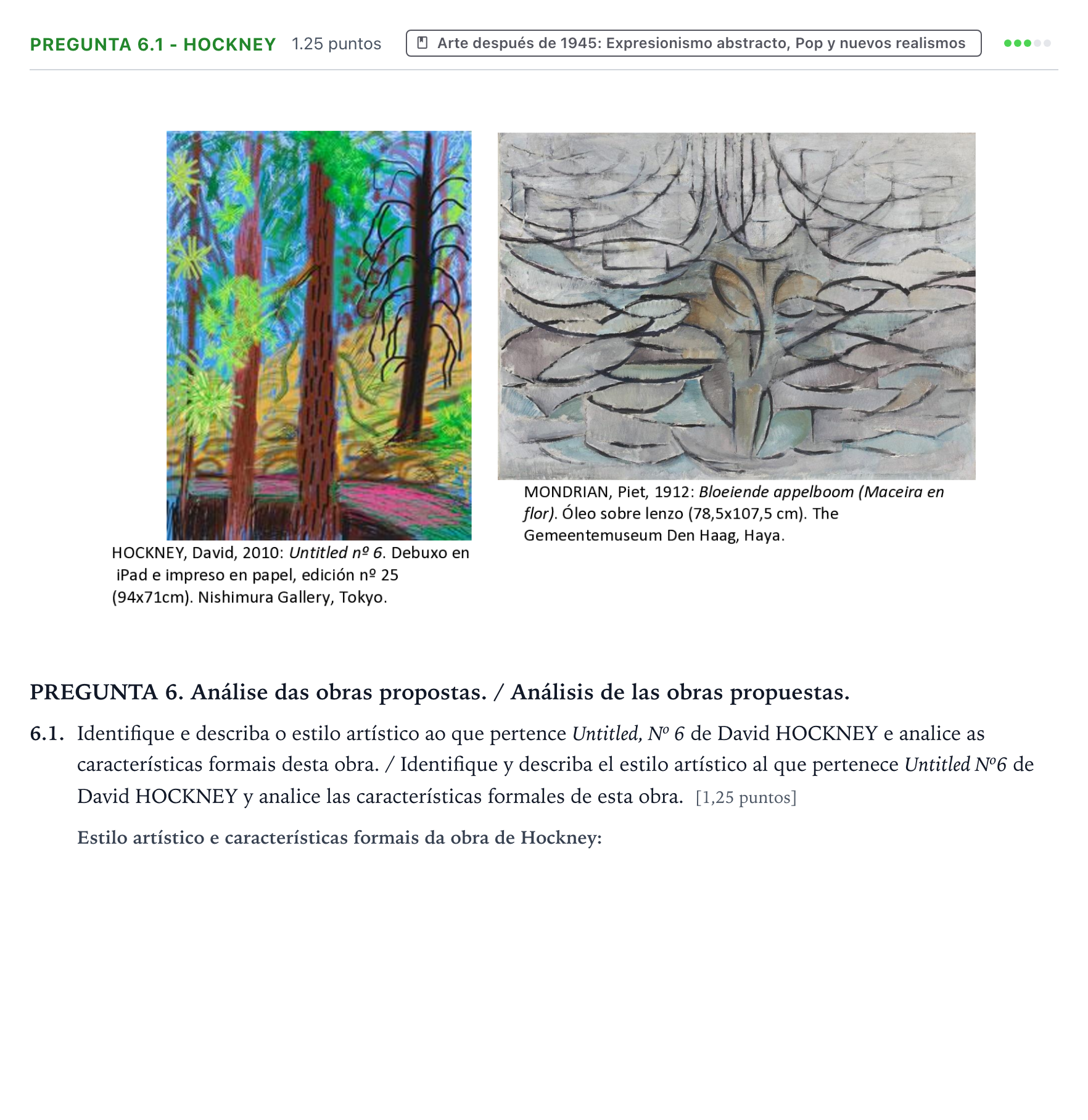Enunciado: Pregunta 6.1 - Hockney · Fundamentos Artísticos PAU Galicia Ordinaria 2021