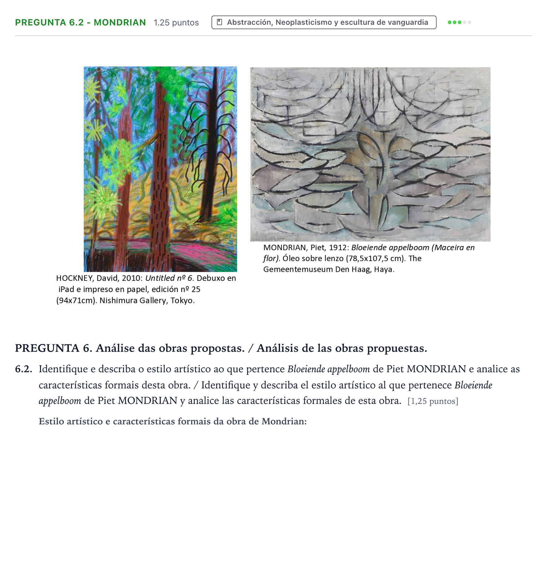 Enunciado: Pregunta 6.2 - Mondrian · Fundamentos Artísticos PAU Galicia Ordinaria 2021