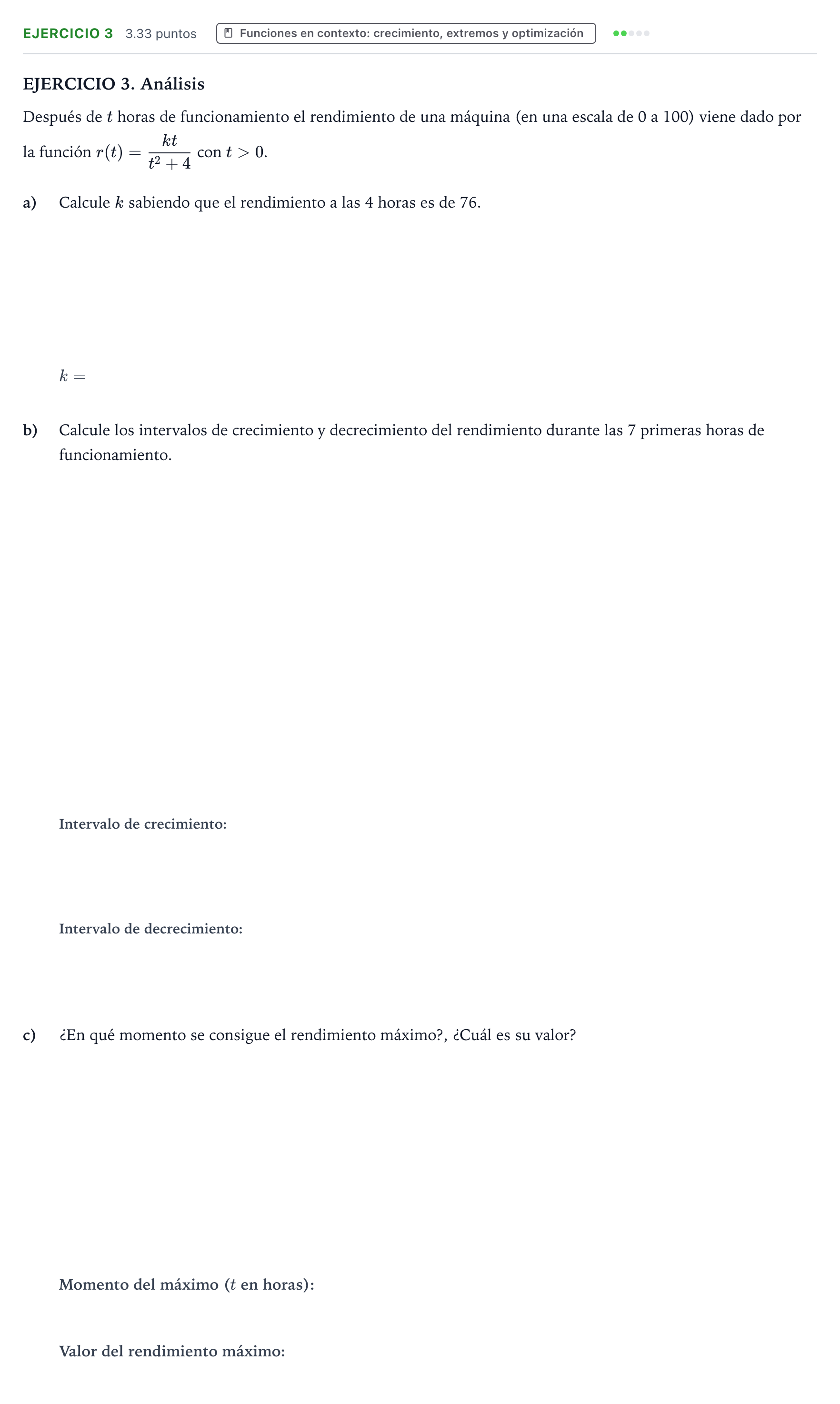 Enunciado: Ejercicio 3 · Matemáticas aplicadas a las Ciencias Sociales II PAU Galicia Extraordinaria 2021
