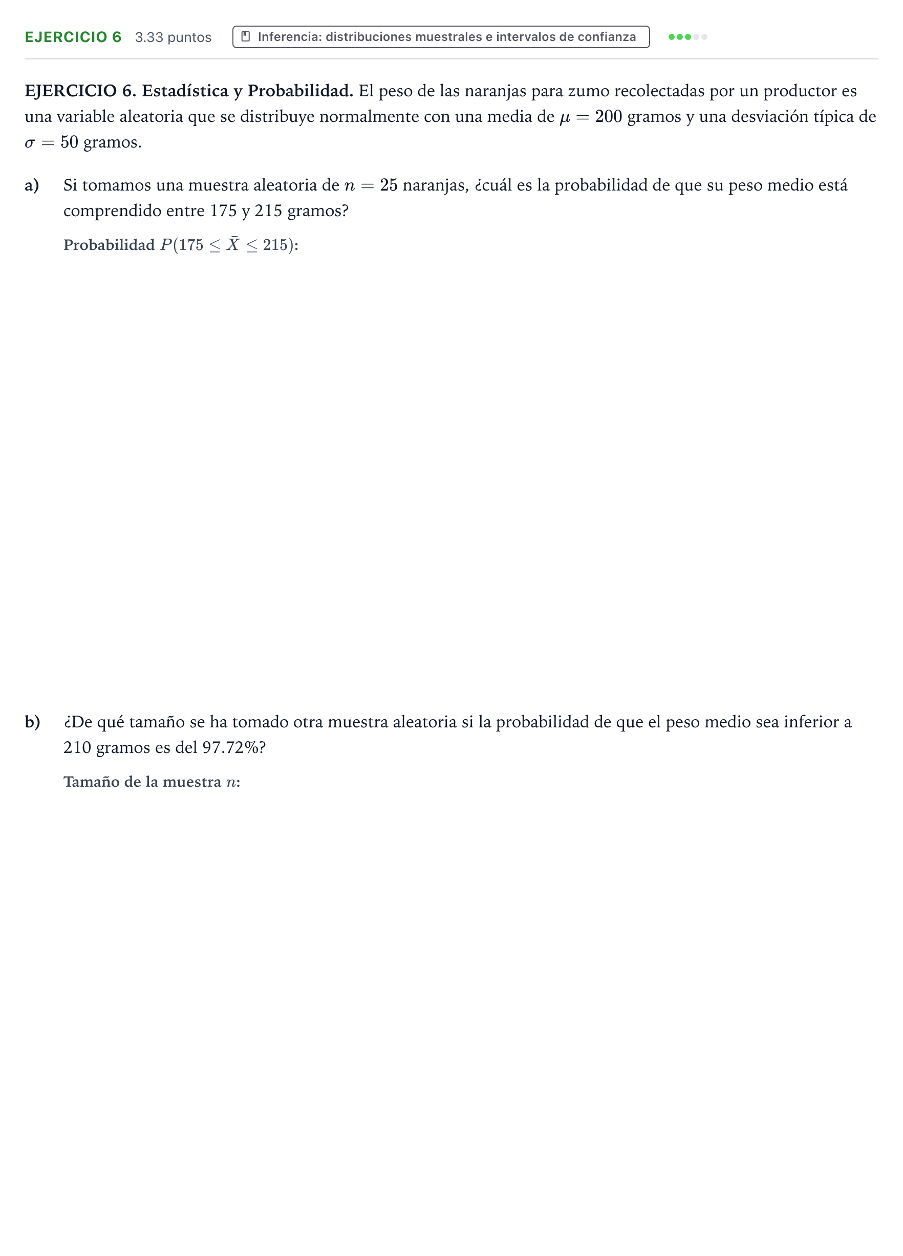 Enunciado: Ejercicio 6 · Matemáticas aplicadas a las Ciencias Sociales II PAU Galicia Extraordinaria 2021